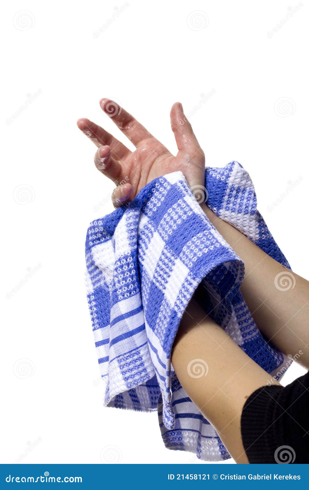Woman Wiping Her Wet Hand stock image. Image of hands 21458121