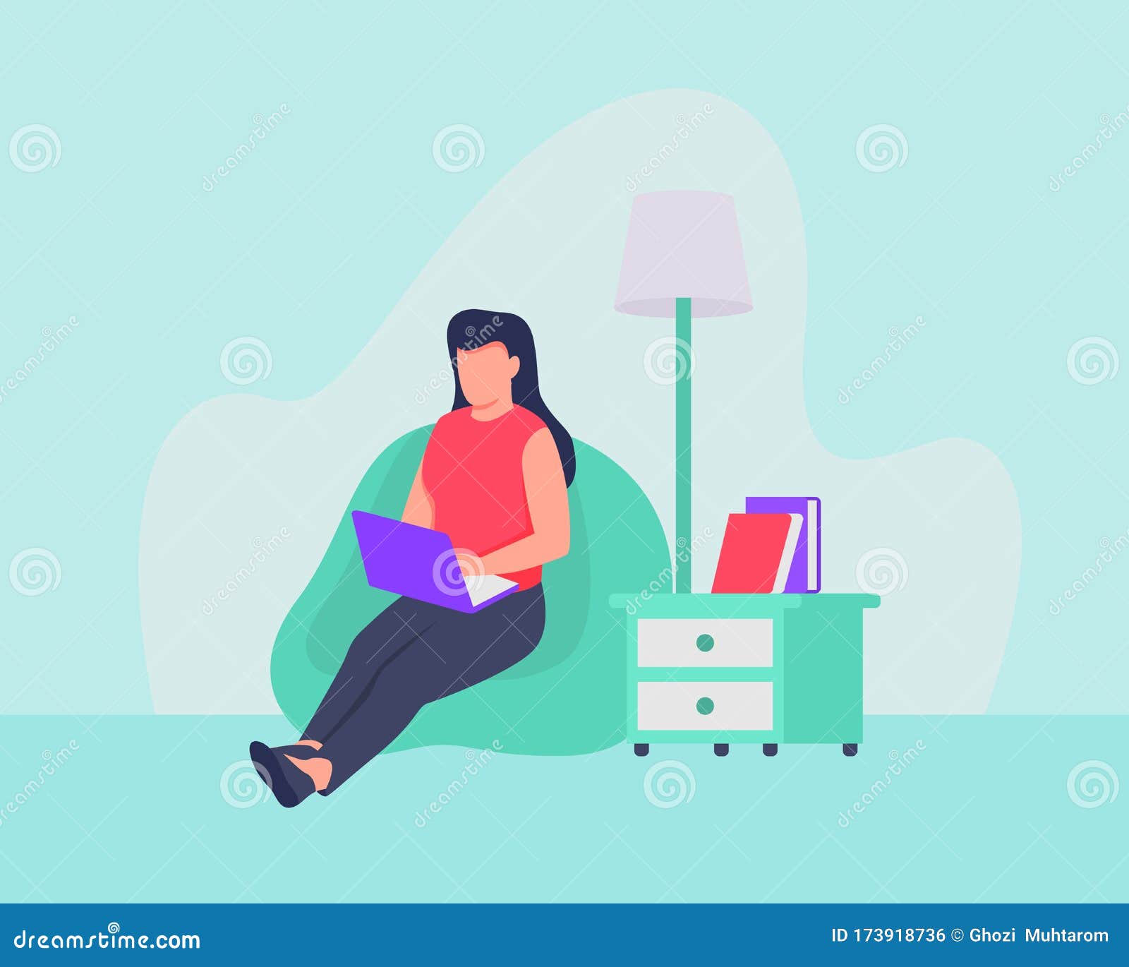 Woman from Work Home Concept Who Sitting on Sofa Use Laptop Stock ...