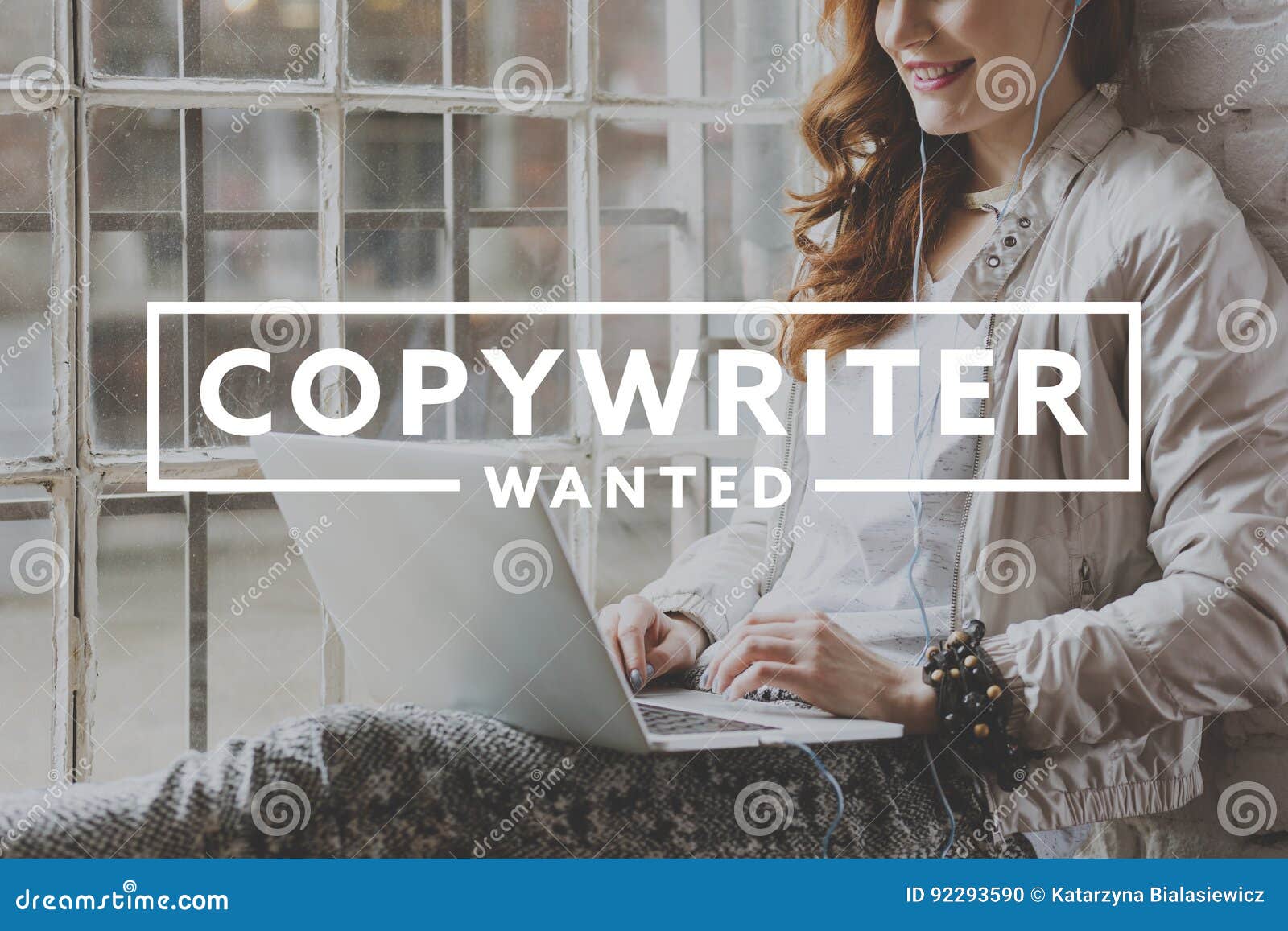 woman working as freelance copywriter