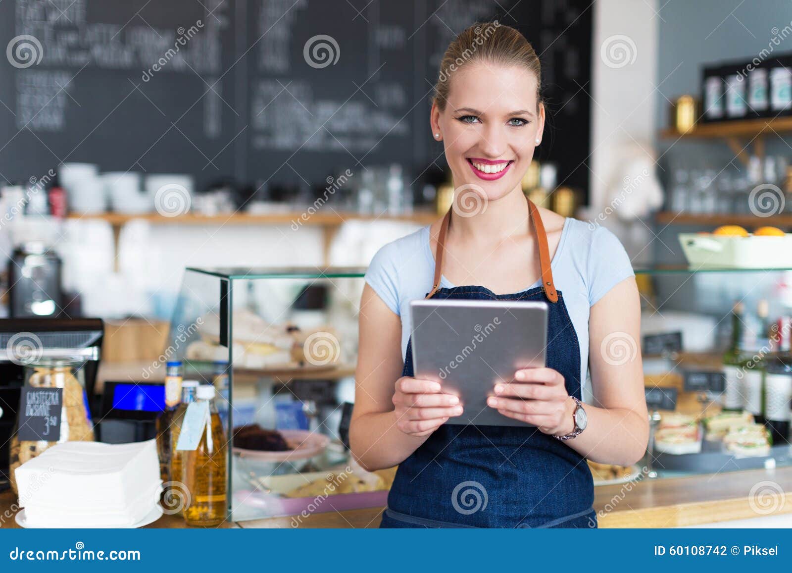 woman working at cafe