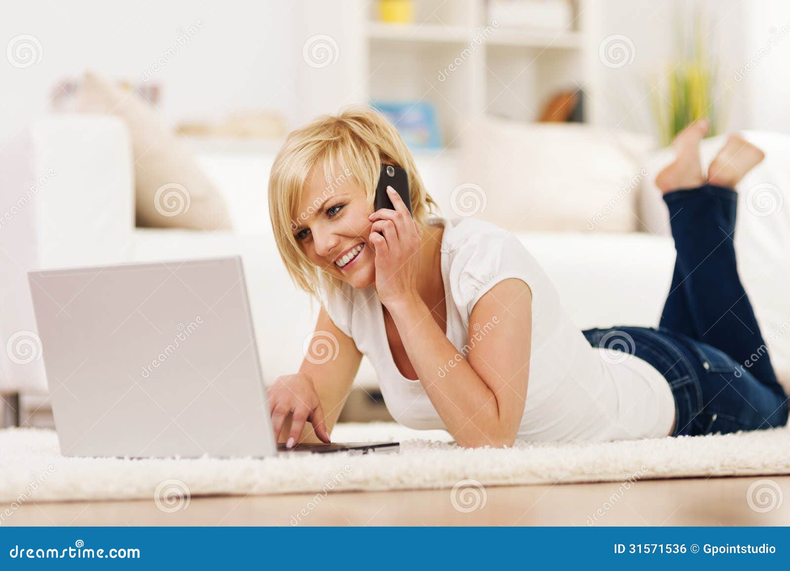 Woman working at home stock photo. Image of domestic - 31571536