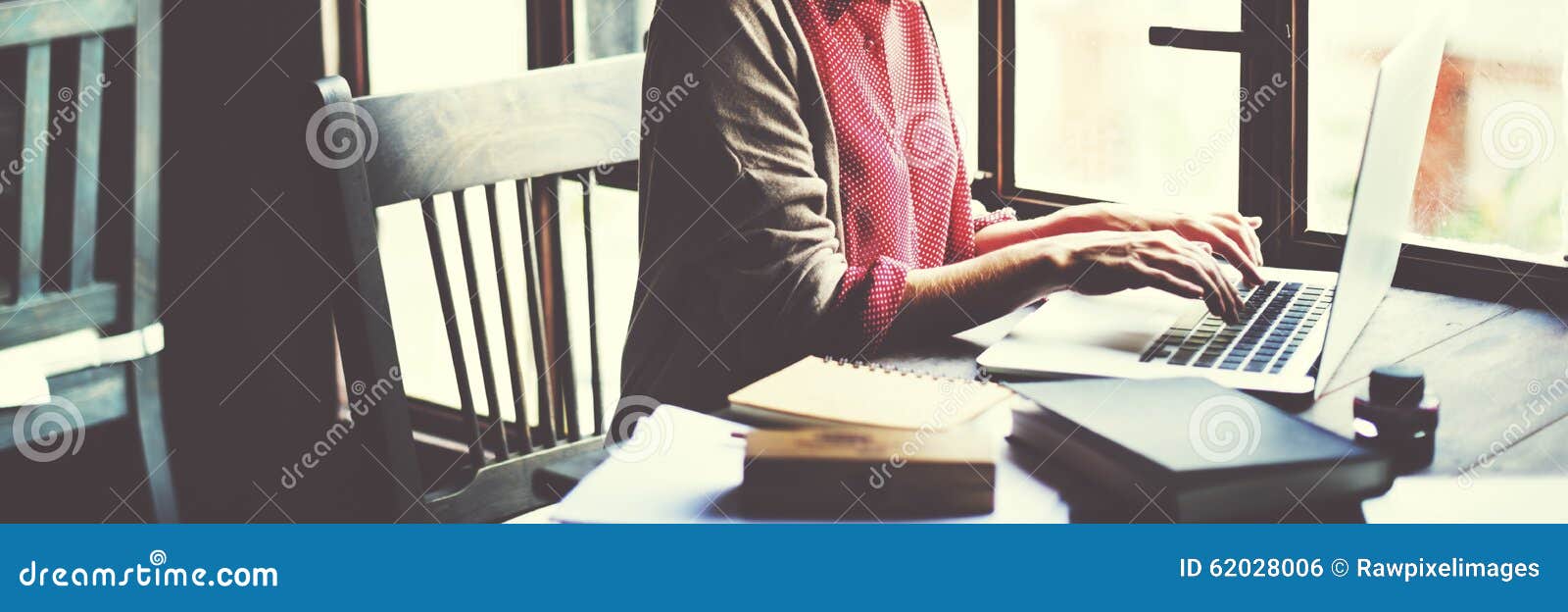 woman working typing laptop connection concept