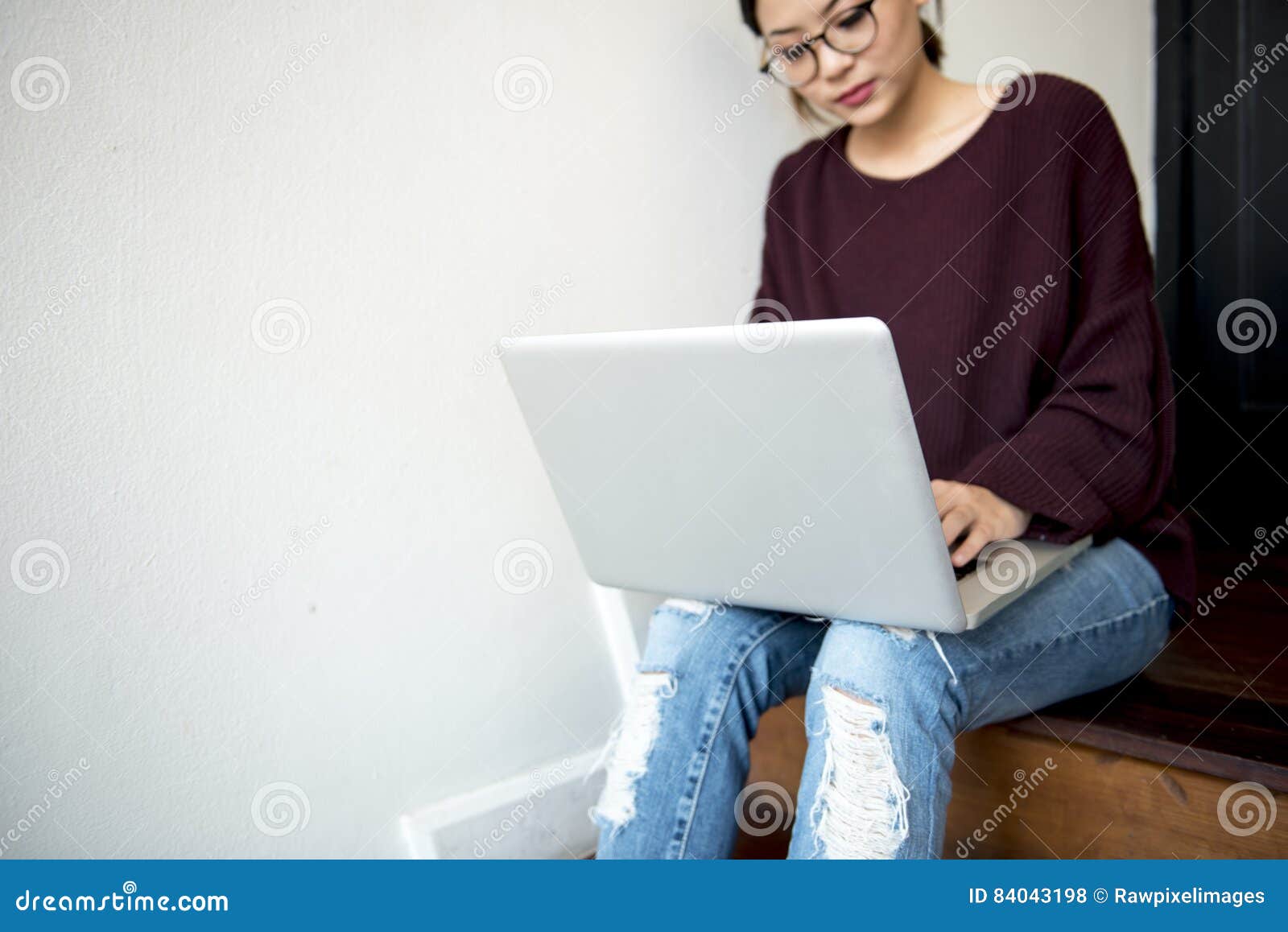 woman working using laptop techie concept