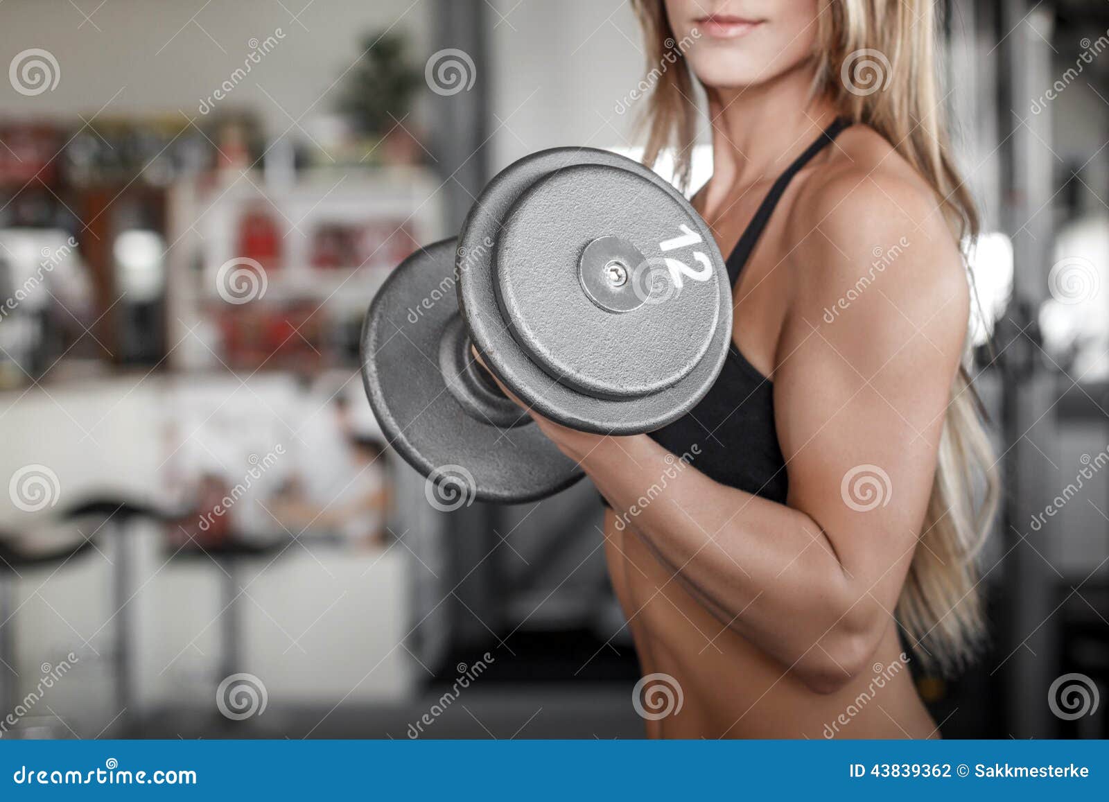 Woman Workout with Dumbbell in Gym Stock Photo Image of girl, lifting