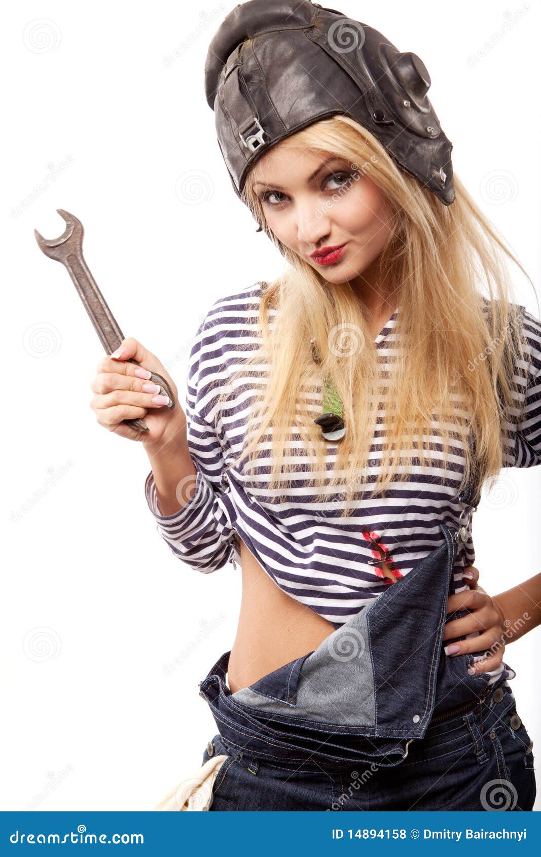 Woman and wrench stock photo. Image of tools, color, jeans 14894158