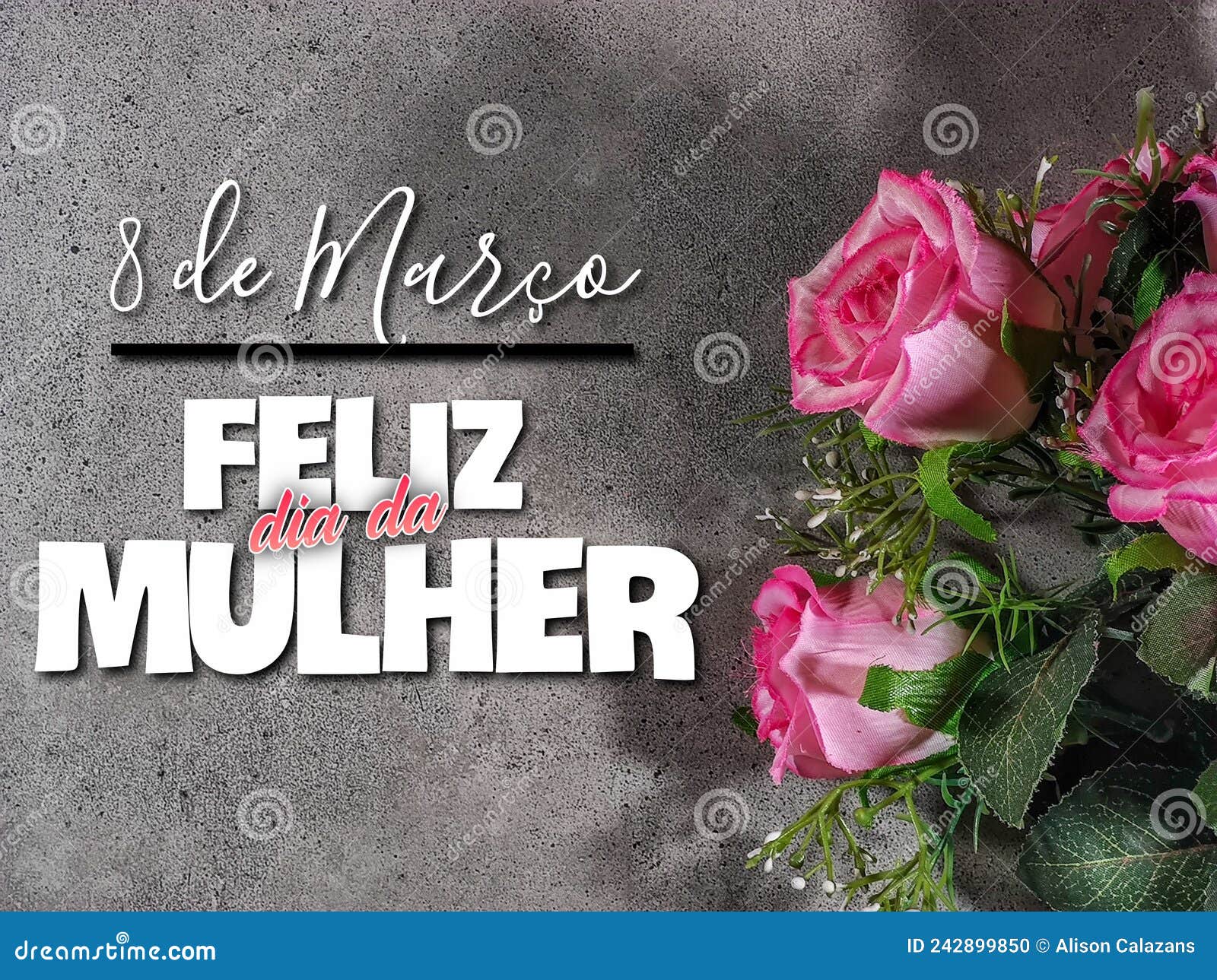 woman's day. title in brazilian portuguese written "8 de marÃÂ§o, feliz dia da mulher".