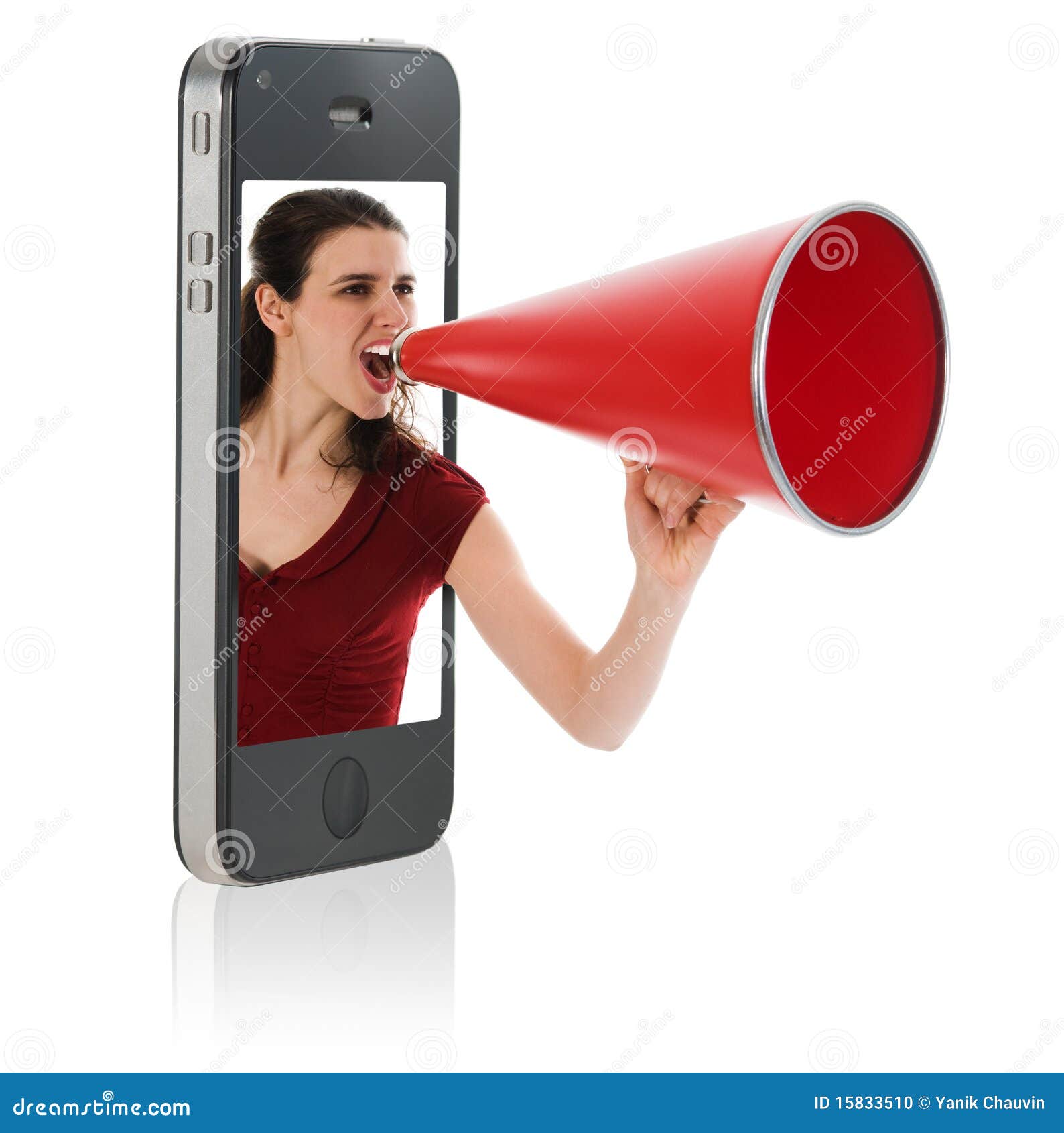 woman yelling in megaphone