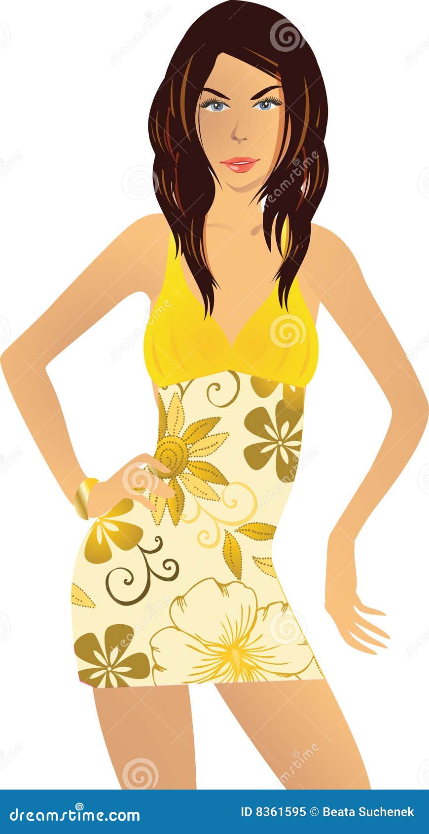 Woman Yellow Dress Illustration Royalty Free Stock Photo 