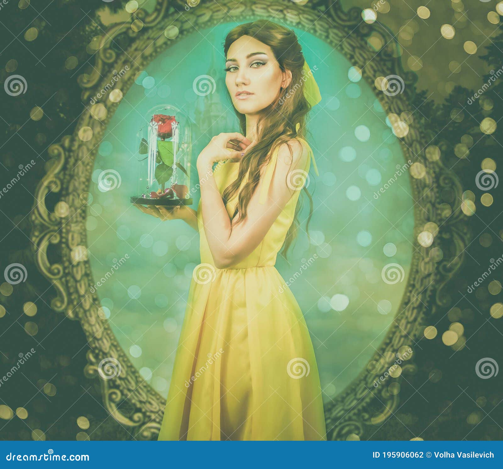 Woman In The Yellow Dress With Red Rose In Her Hands On The Background Of The Mirror And The Castle Beauty And The Beast Cosplay Stock Photo Image Of Beautiful Holding Woman In The Yellow Dress With Red Rose In Her Hands On The Background Of The Mirror And The Castle Beauty And The Beast Cosplay Stock Photo Image Of Beautiful Holding