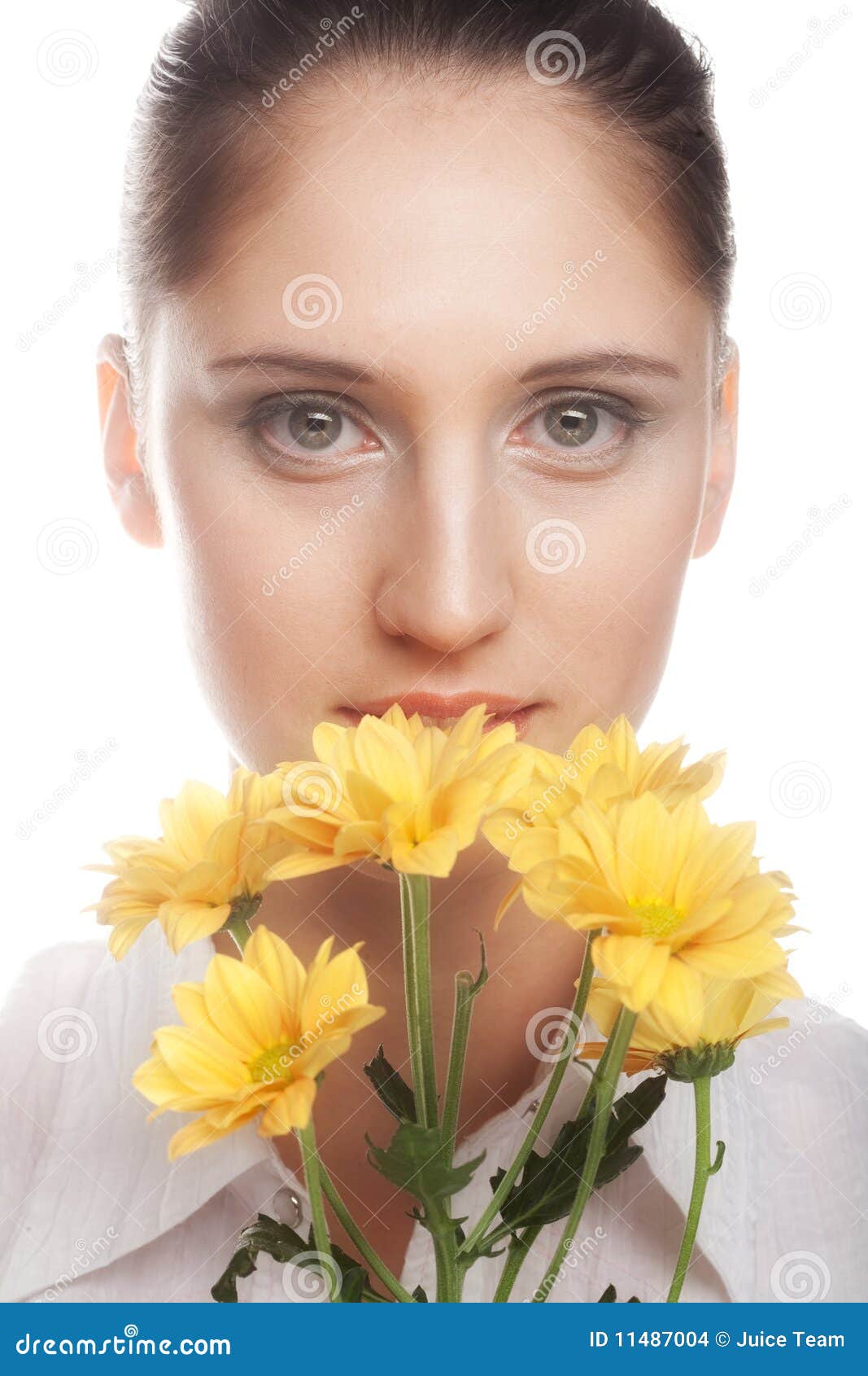 Woman with yellow flower stock photo. Image of face, lifestyle - 11487004