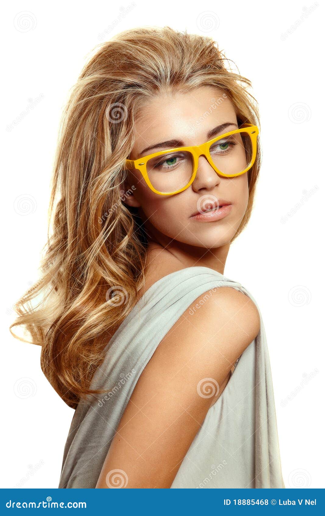 Woman in yellow glasses stock photo. Image of frame, fresh 18885468