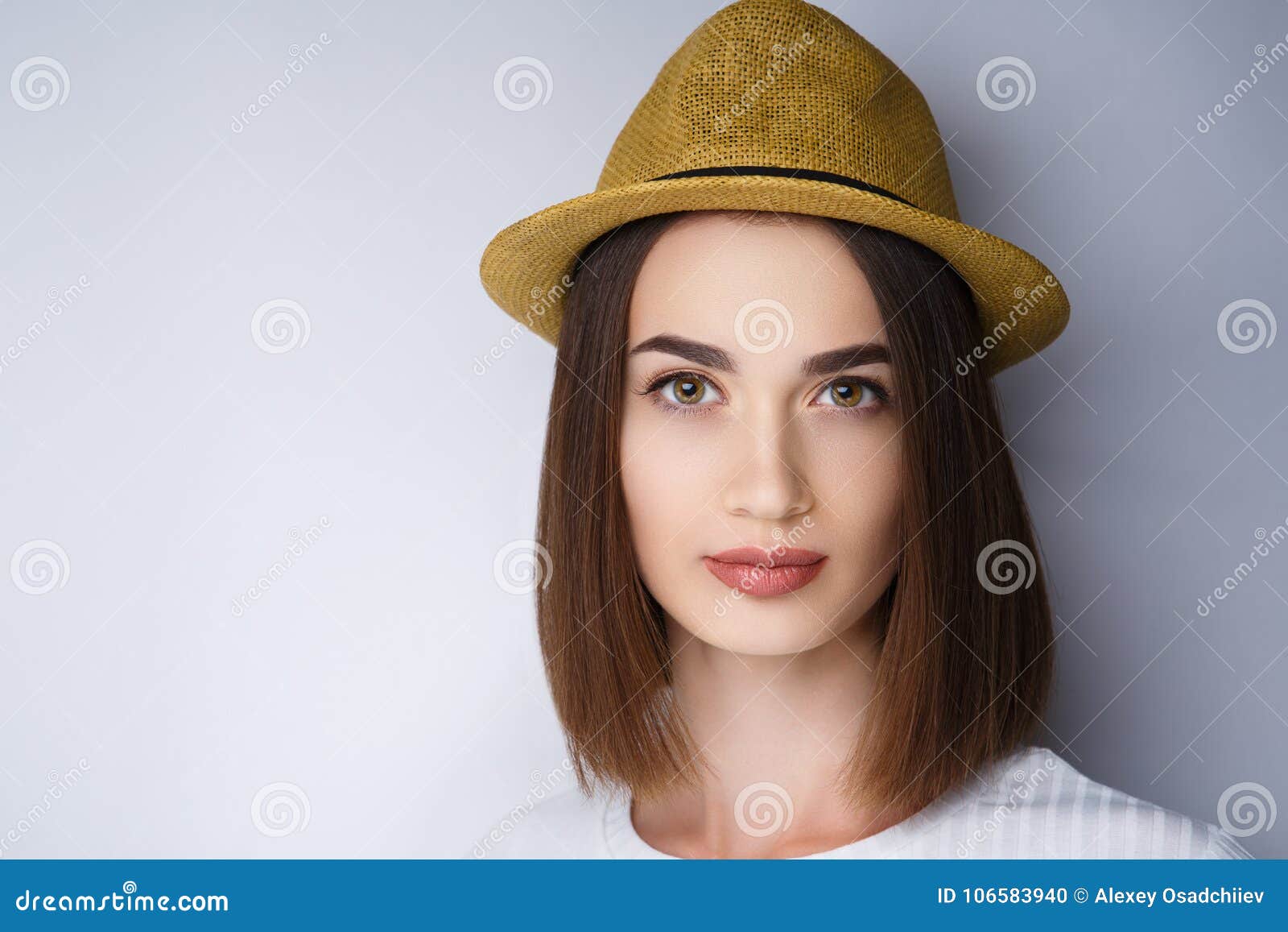 Woman Yellow Hat Stock Photo Image Of Happy Fresh 106583940