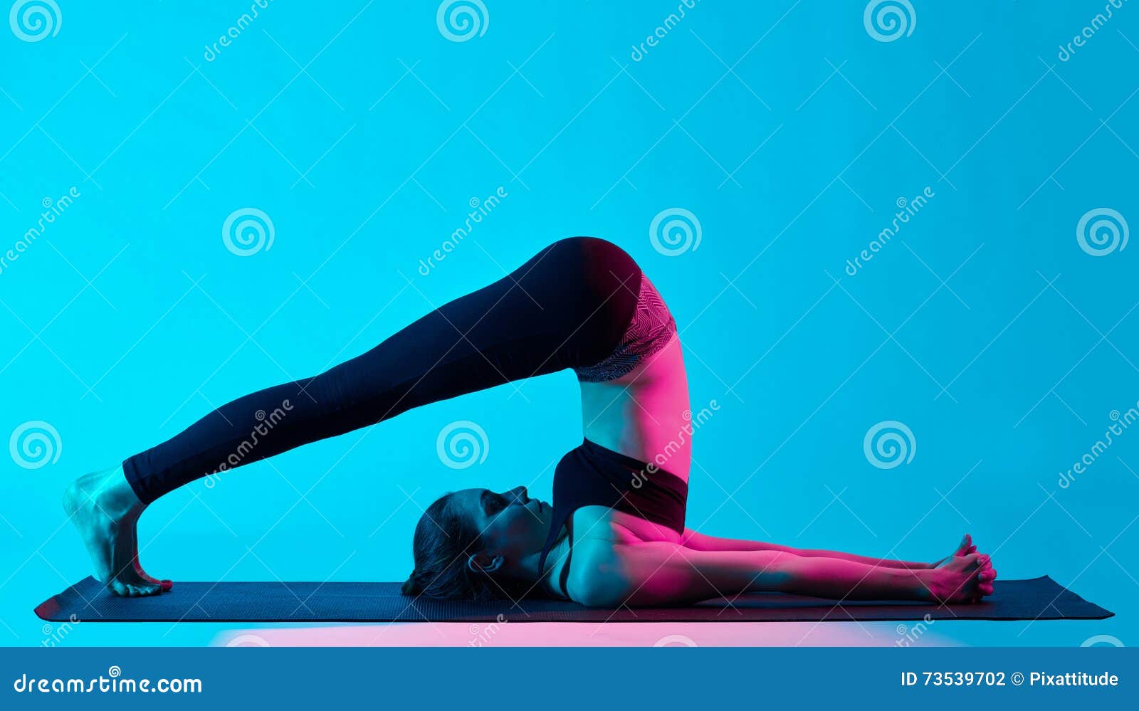 woman yoga exercices halasana plow pose