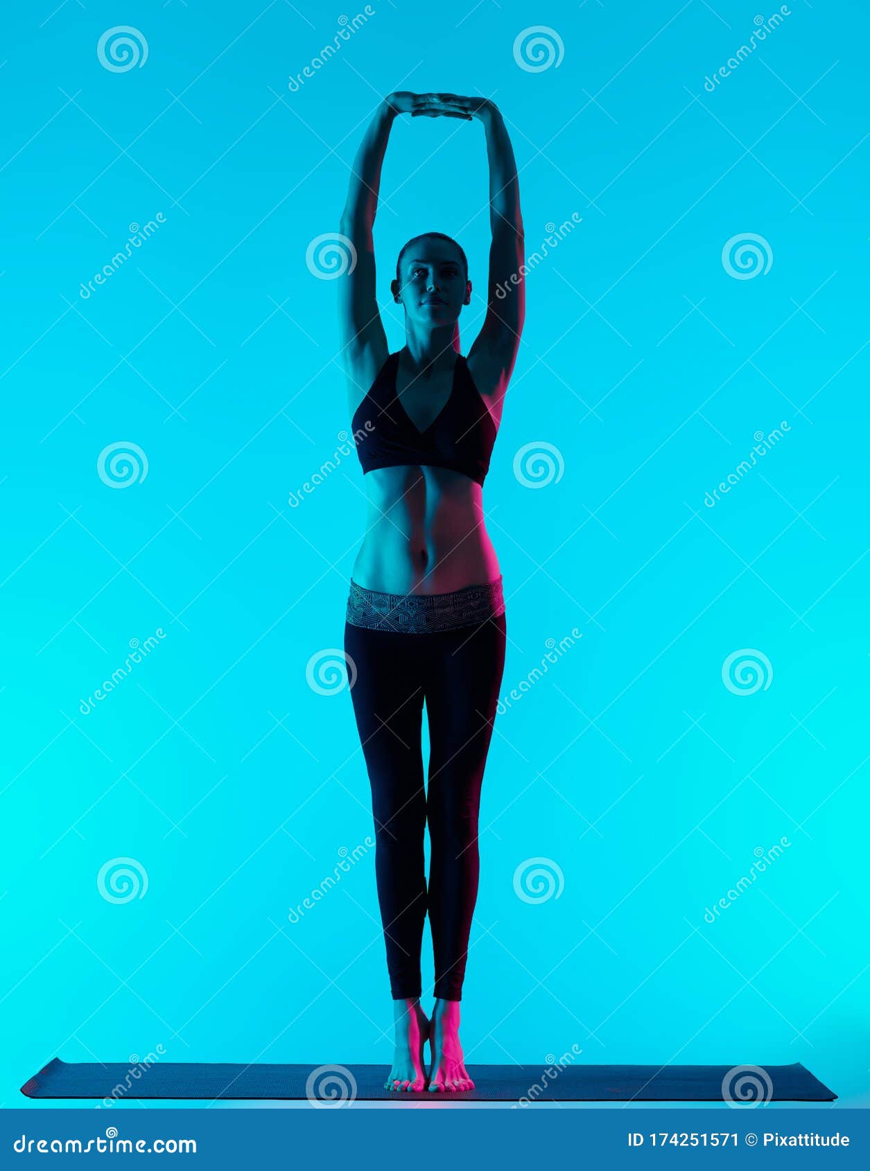 Woman Yoga Exercices Tadasana Mountain Pose Stock Image - Image of