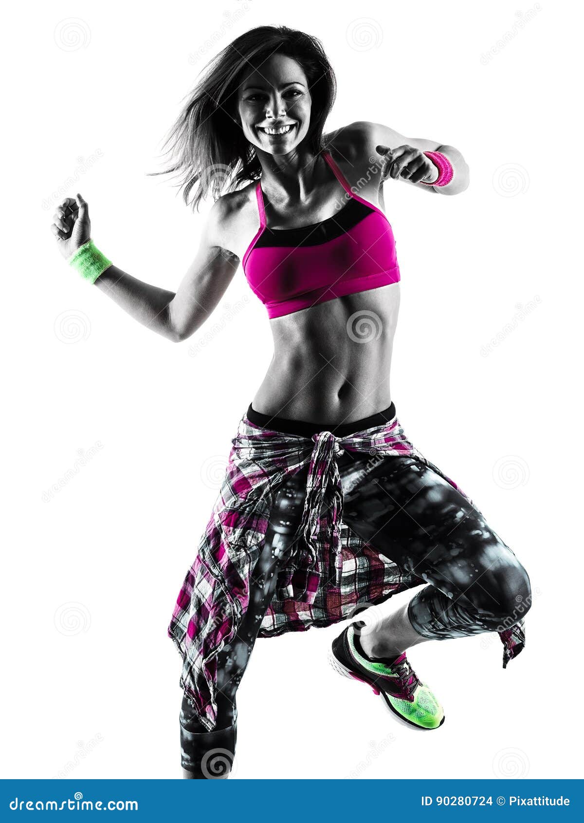 Woman Zumba Fitness Exercises Dancer Dancing Isolated Silhouette Stock ...