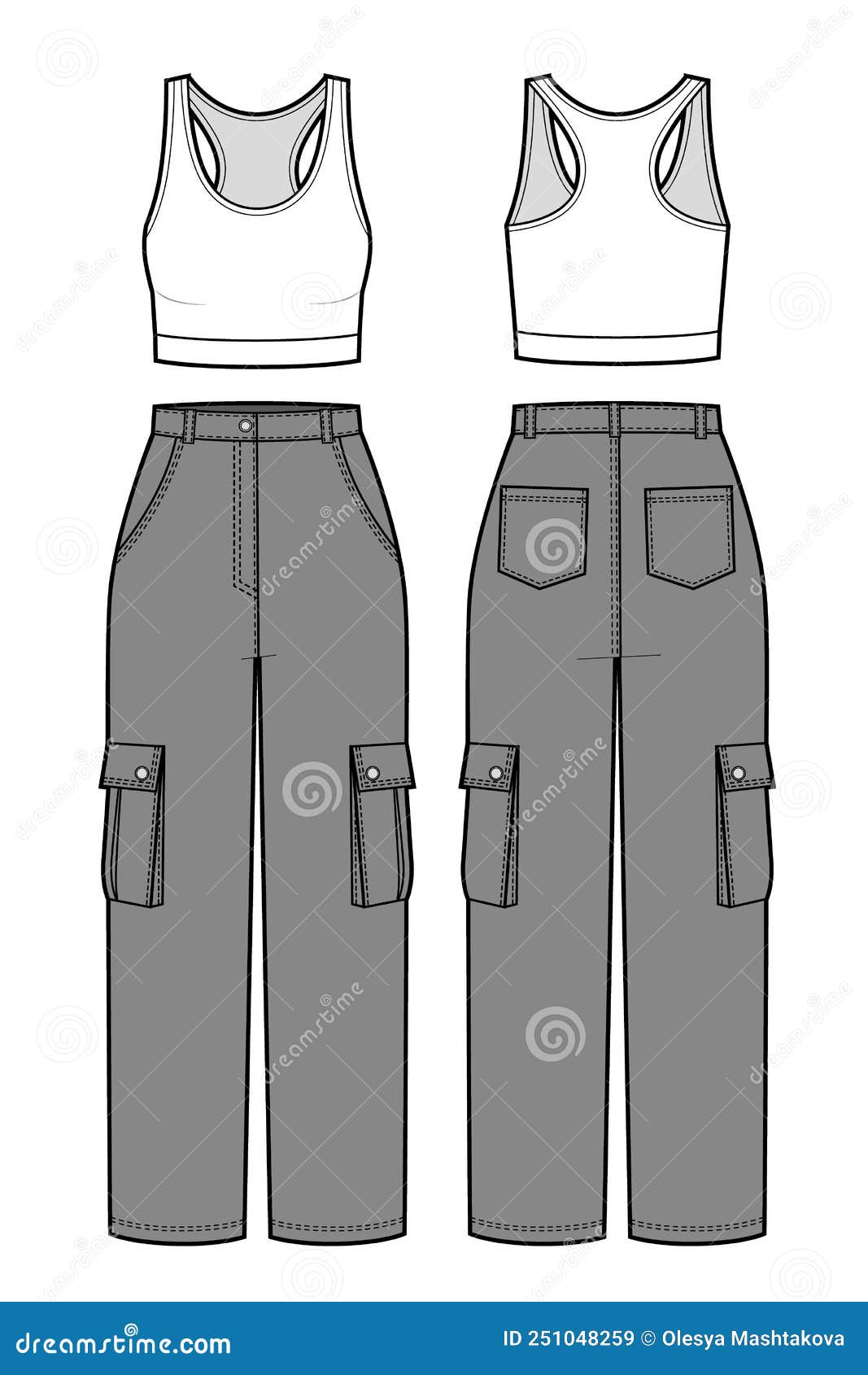Cargo Pants Jeans Pants Technical Fashion Illustration Stock Vector   Illustration of mockup drawing 260785751