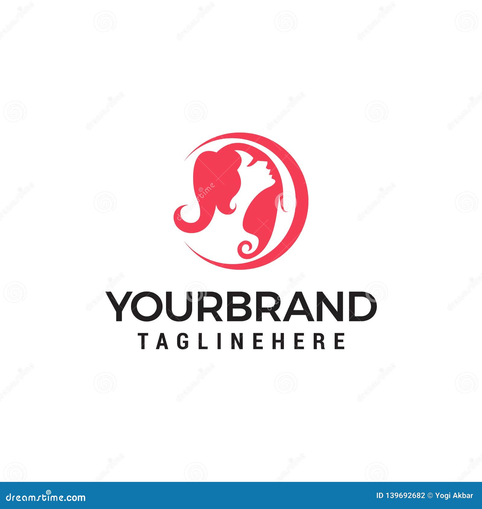 Womans Hair Style Beauty Salon Logo Template Stock Vector