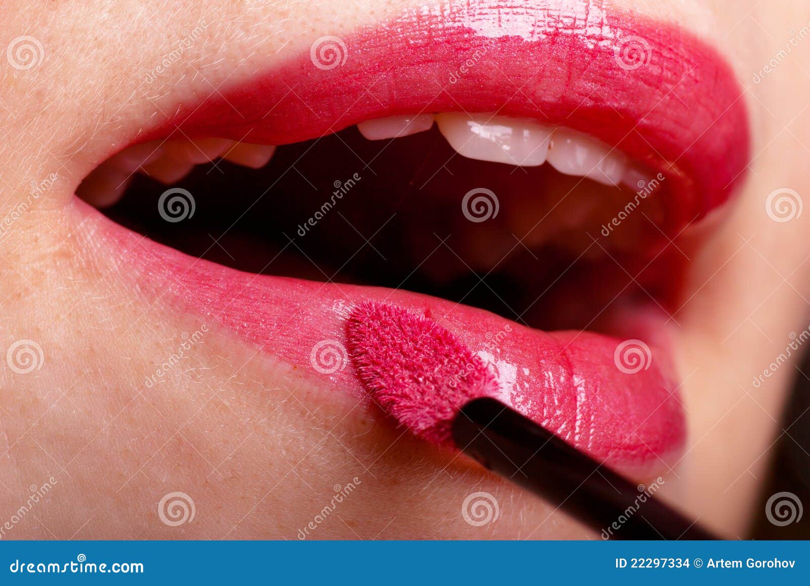 Womans lips with lip gloss stock photo. Image of glossy 22297334