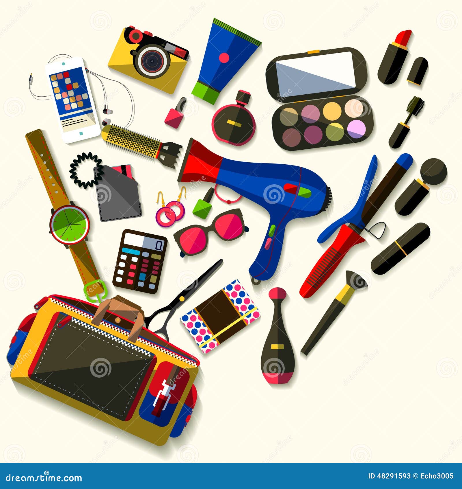 Women Accessories. Flat Design Stock Illustration Illustration of cards, earplug 48291593