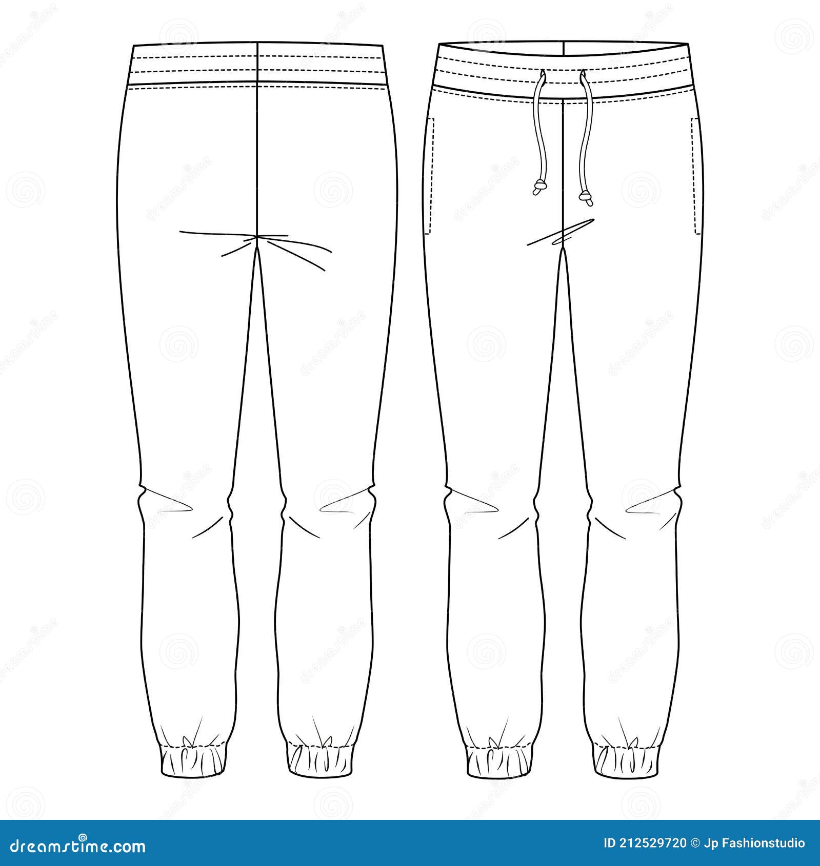 Rely on dilute heroin Women Basic Sweat, Lounge Pants. Flat Fashion Sketch Template. Technical Fashion  Illustration. Front Drawcord. Side Pockets Stock Vector - Illustration of  outline, girls: 212529720
