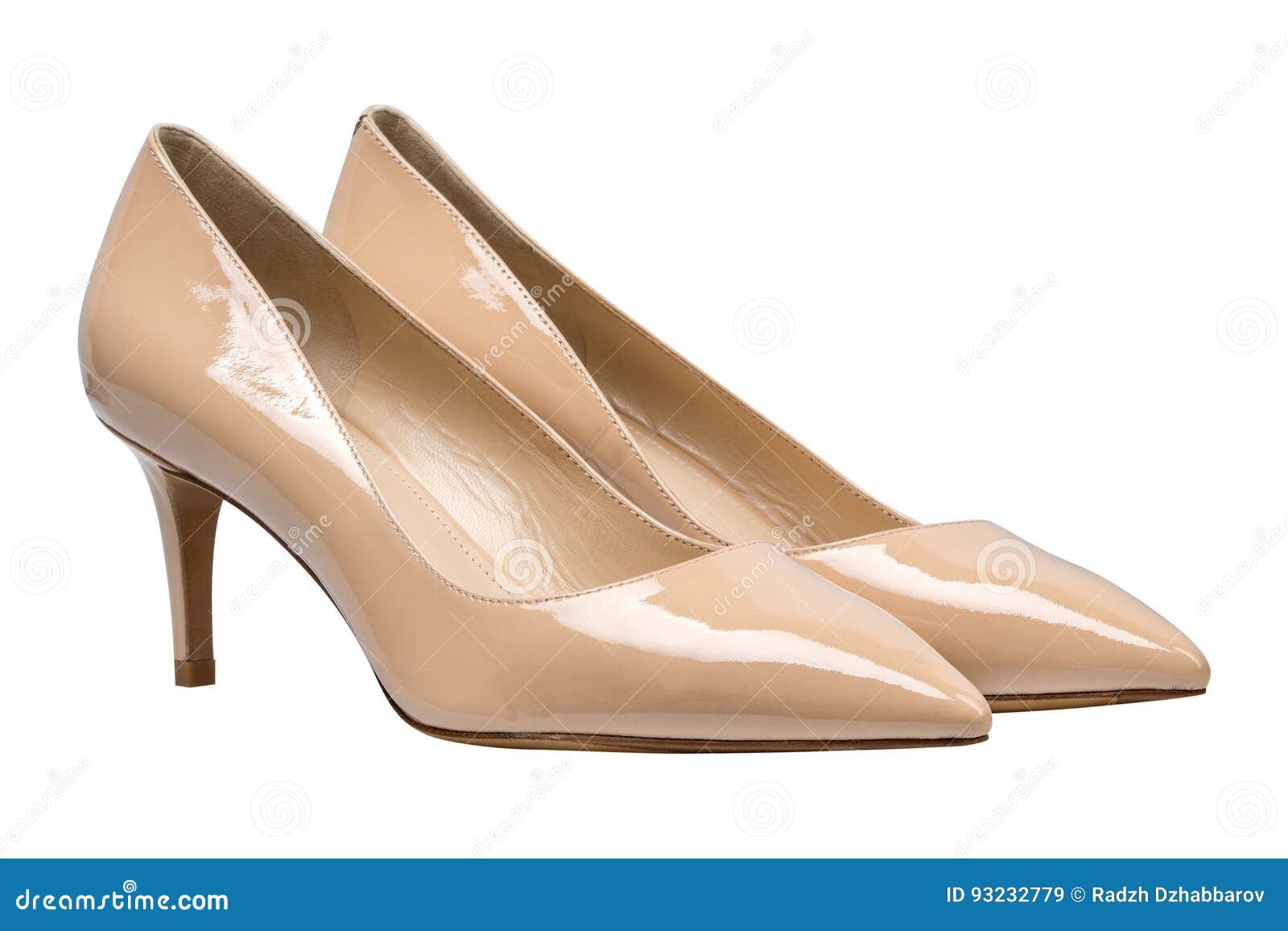 Women Beige Lacquered Glossy Shoes Stock Image - Image of business ...
