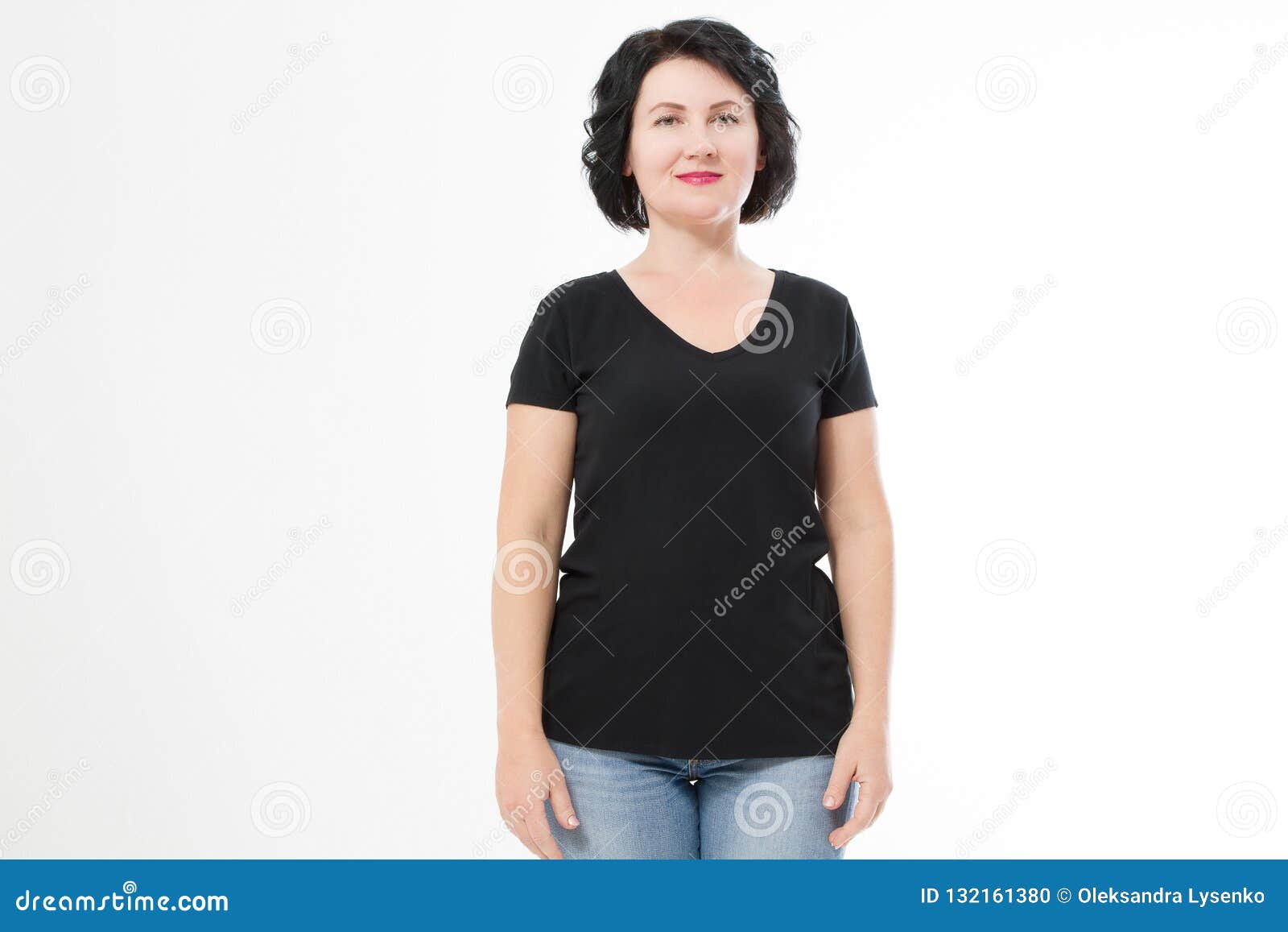 Download Women Black Blank T Shirt, Front View Isolated On White ...