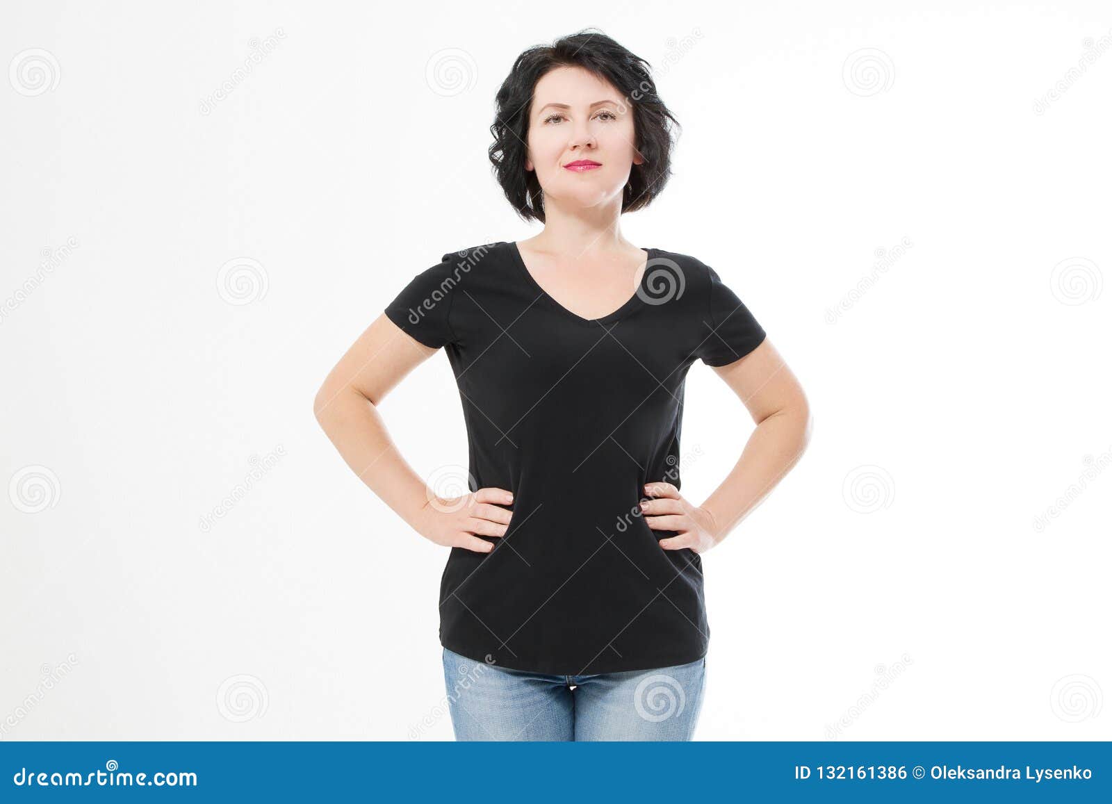 Download Women Black Blank T Shirt, Front View Isolated On White ...