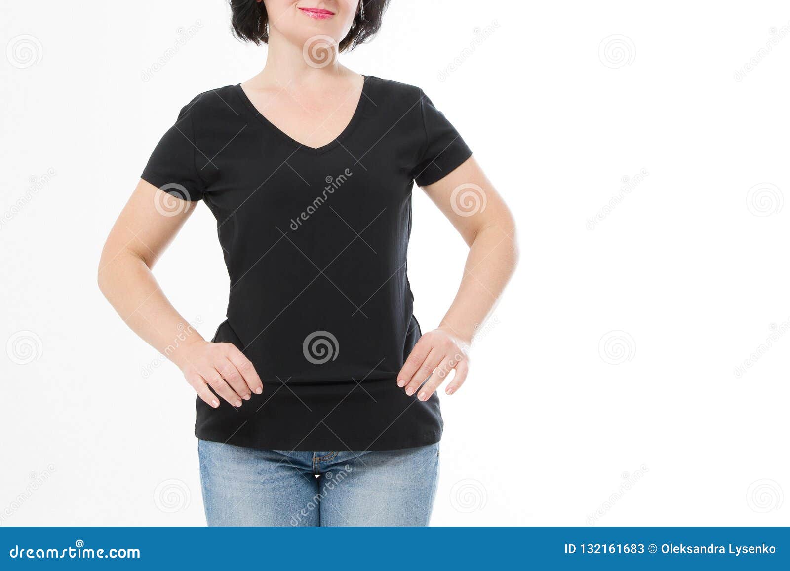 Download Women Black Blank T Shirt, Front View Isolated On White ...