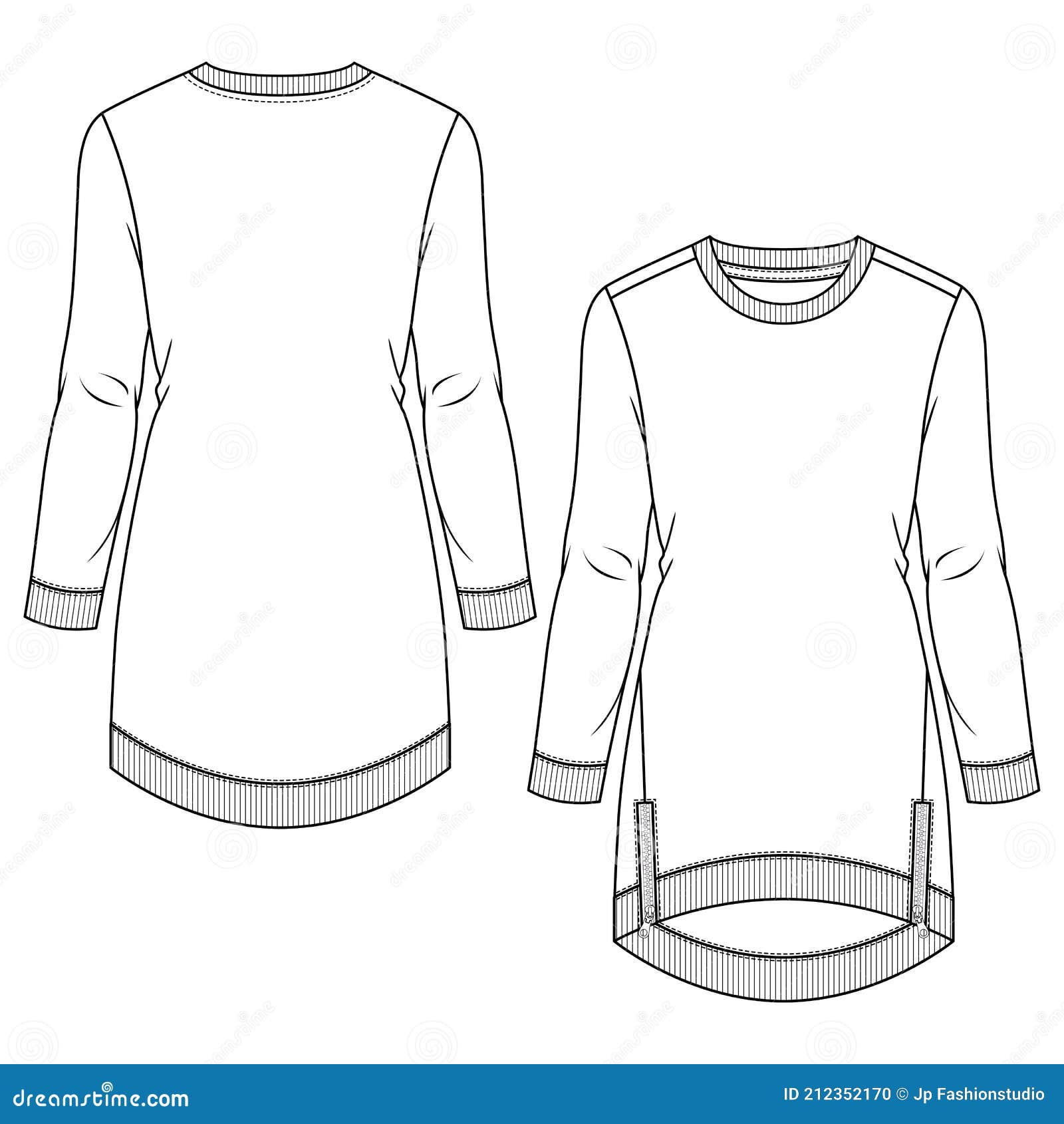 Sweatshirt Flat Sketch Template Graphic By ClothingArtStudio · Creative  Fabrica | lupon.gov.ph