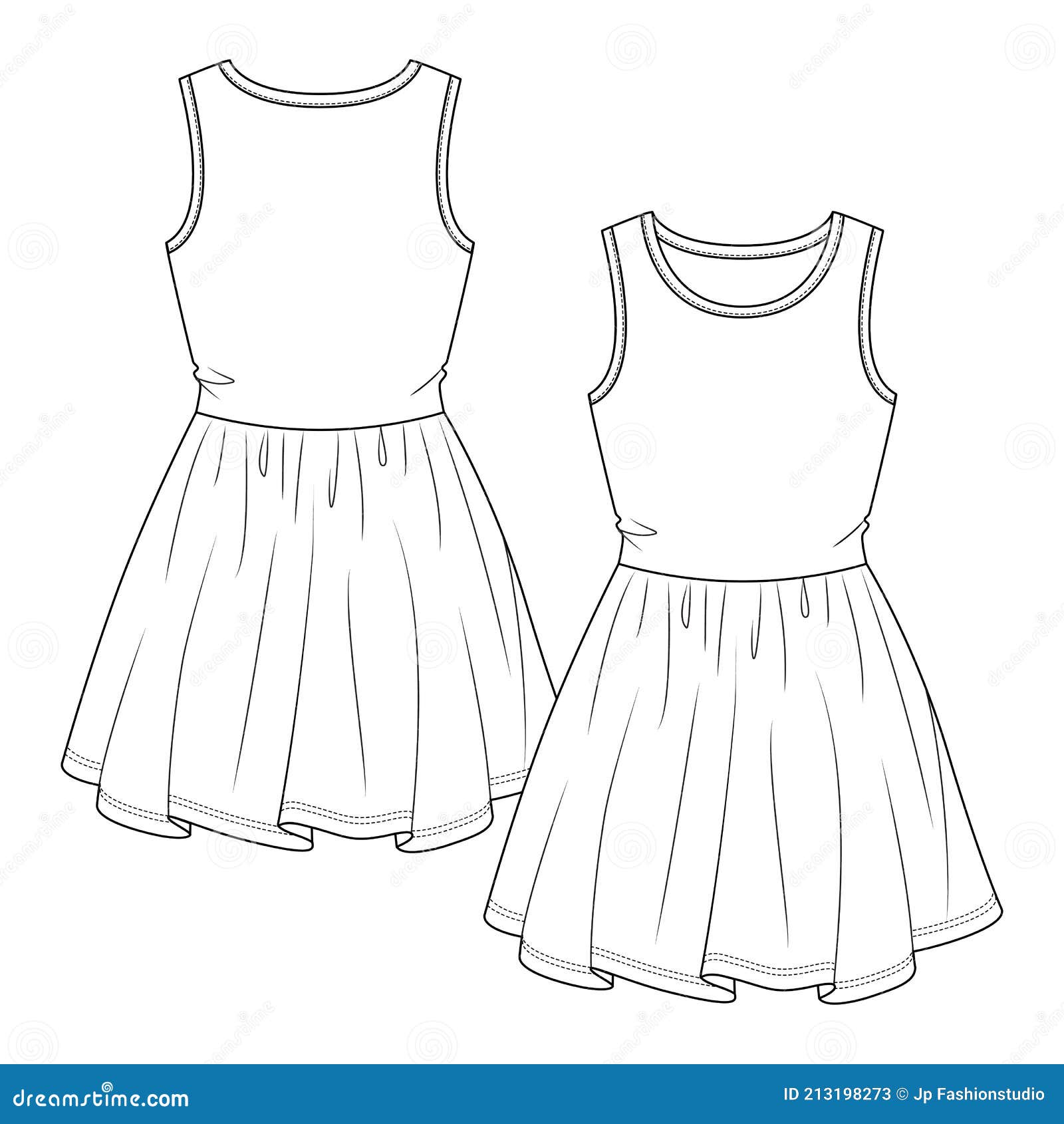 Dress Fashion Flat Sketch Template Stock Vector by ©haydenkoo 255167848