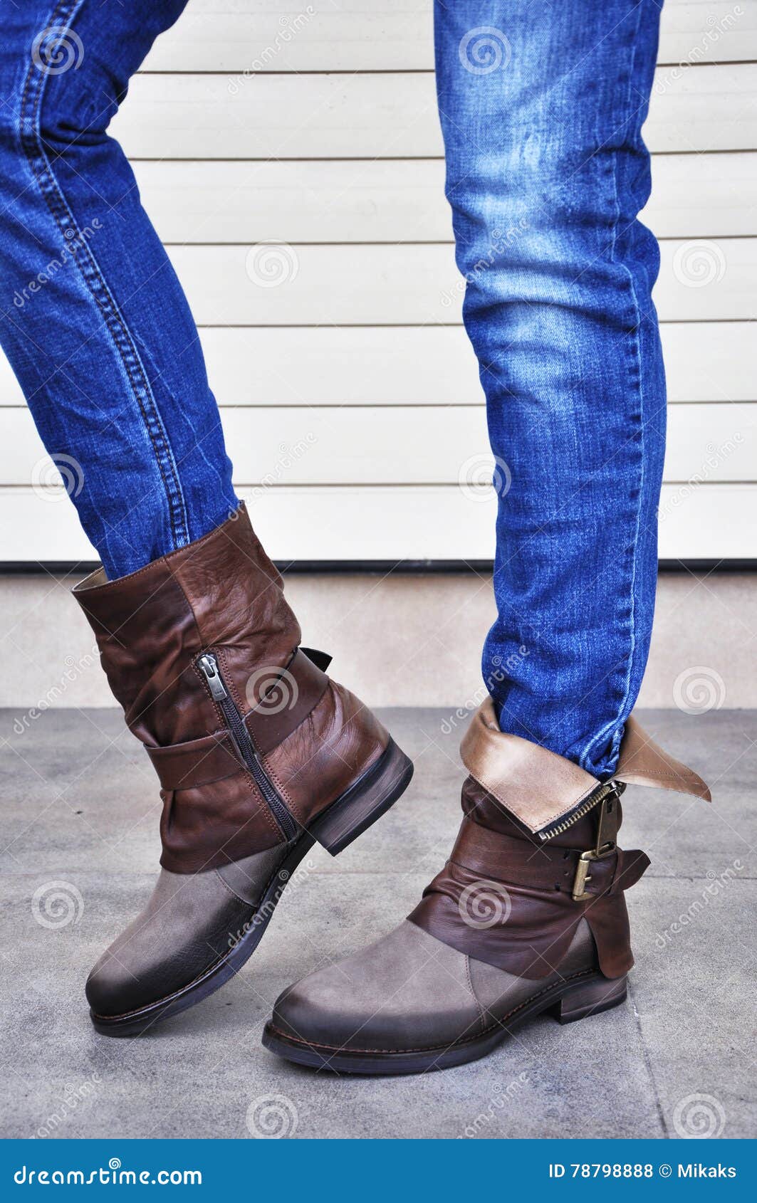 Women boots and jeans stock photo. Image of female, knee 78798888