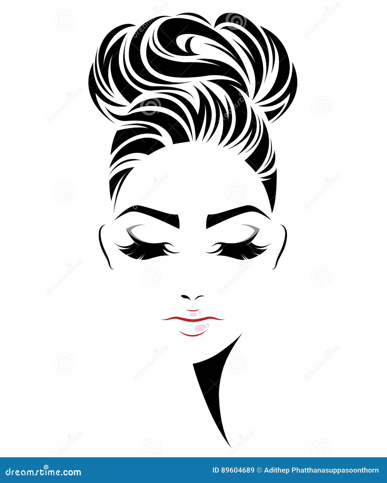 women bun hair style icon, logo women face on white background