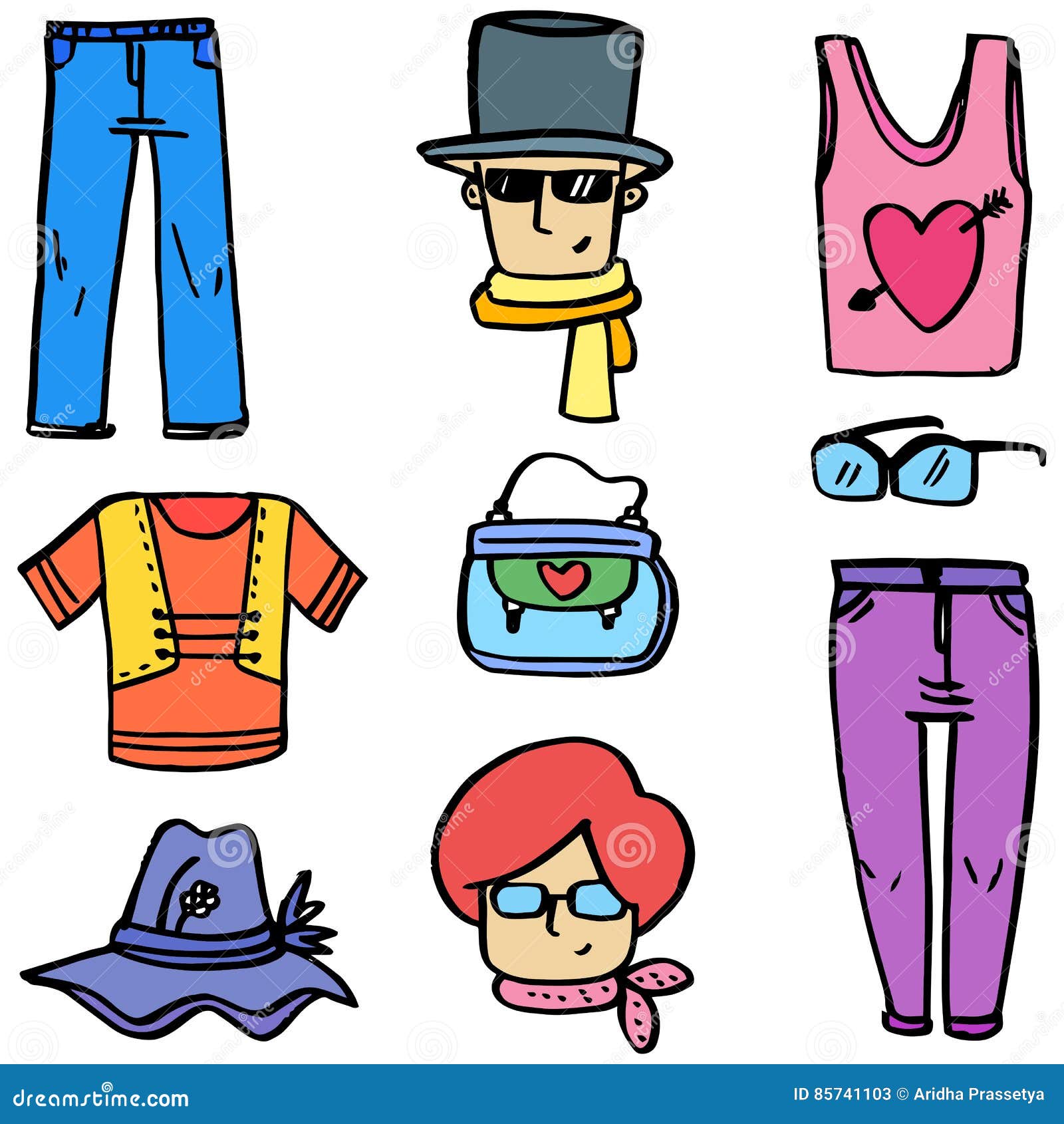 Women Clothes and Accessories of Doodles Stock Vector - Illustration of ...