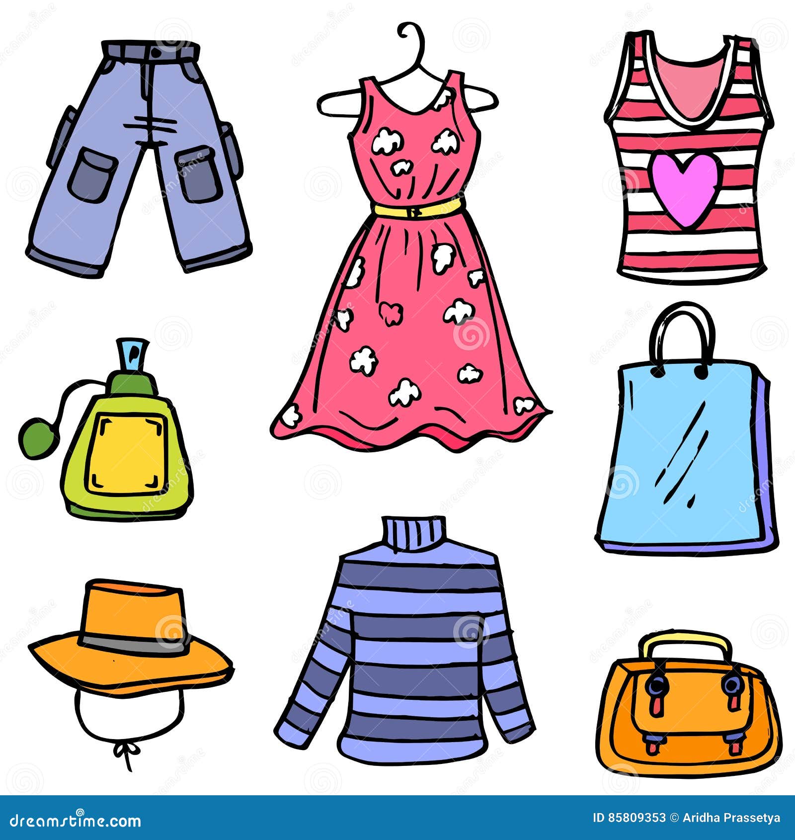 Women Clothes Set of Doodles Stock Vector - Illustration of garment ...
