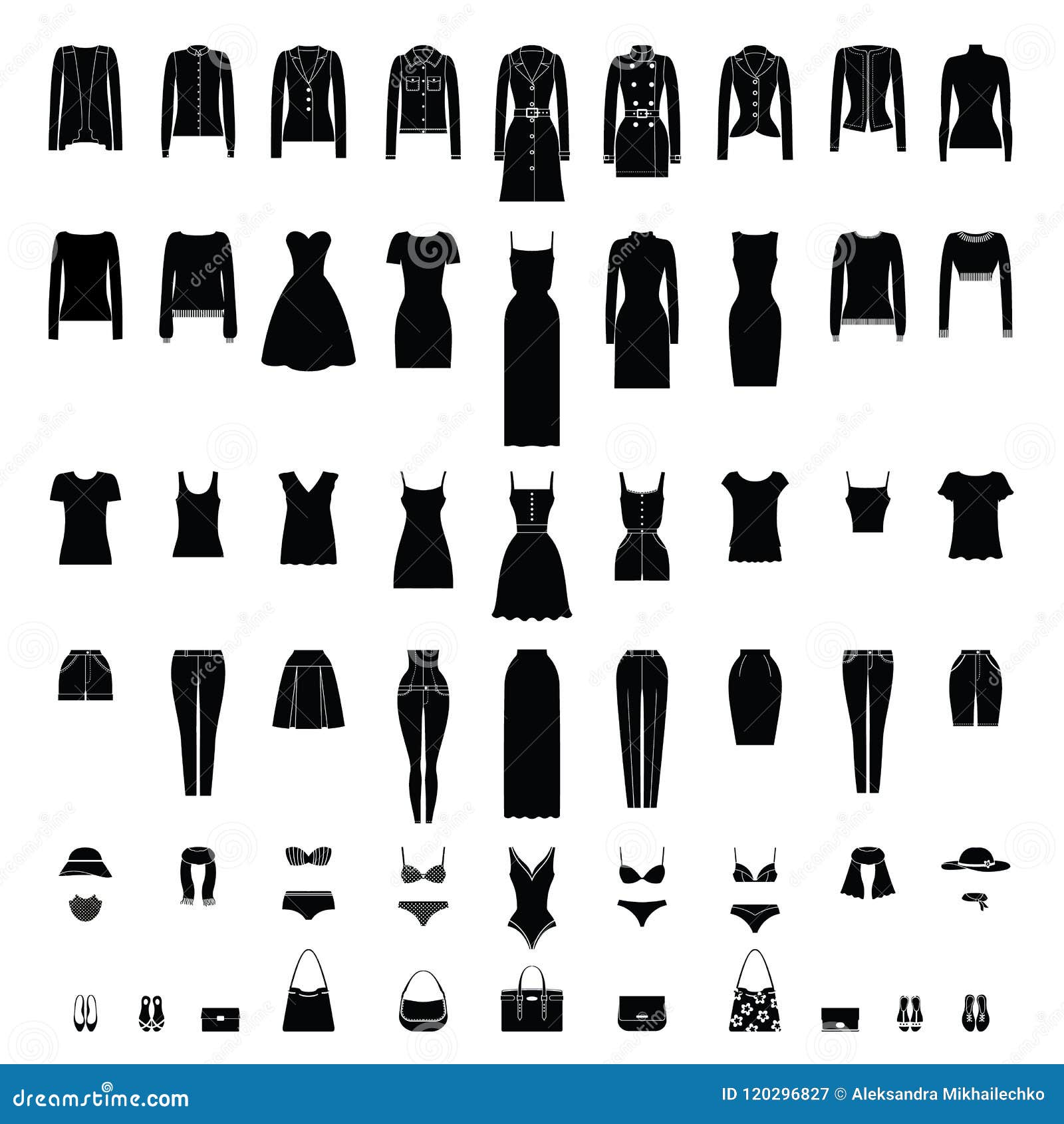 Clothes Silhouettes. Black Icons Set. Vector Illustration ...