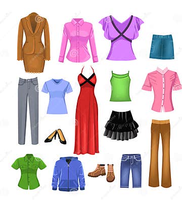 Women clothes stock vector. Illustration of shoe, jacket - 32487644