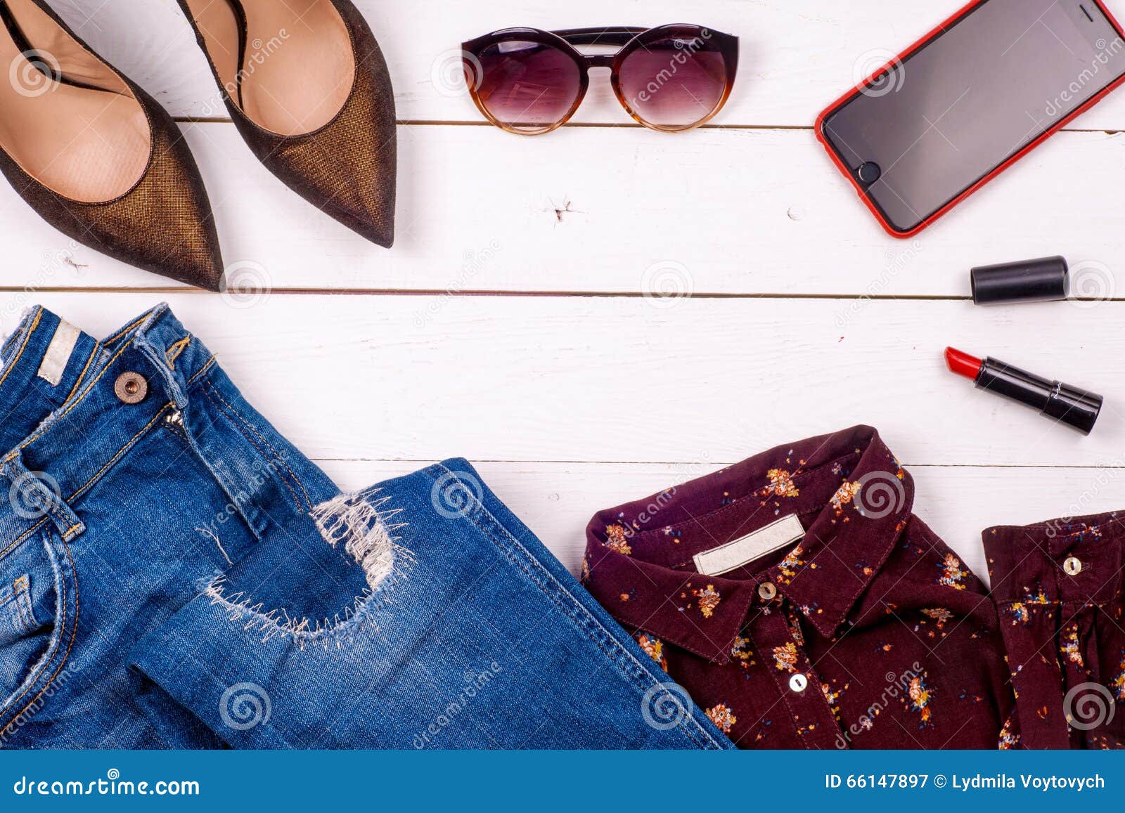 Women Clothing Set and Accessories Stock Image - Image of fashion ...