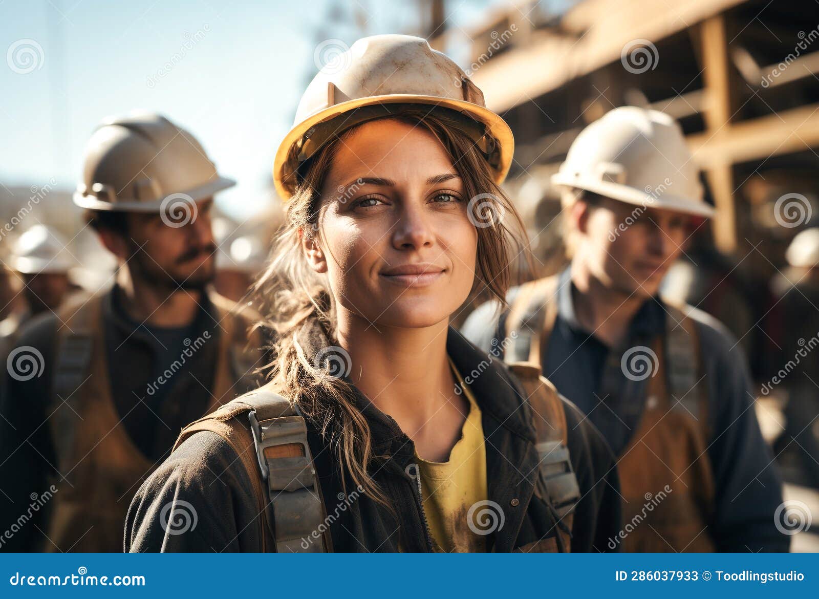 Women Construction Workers and Architects Together in Hard Hats ...