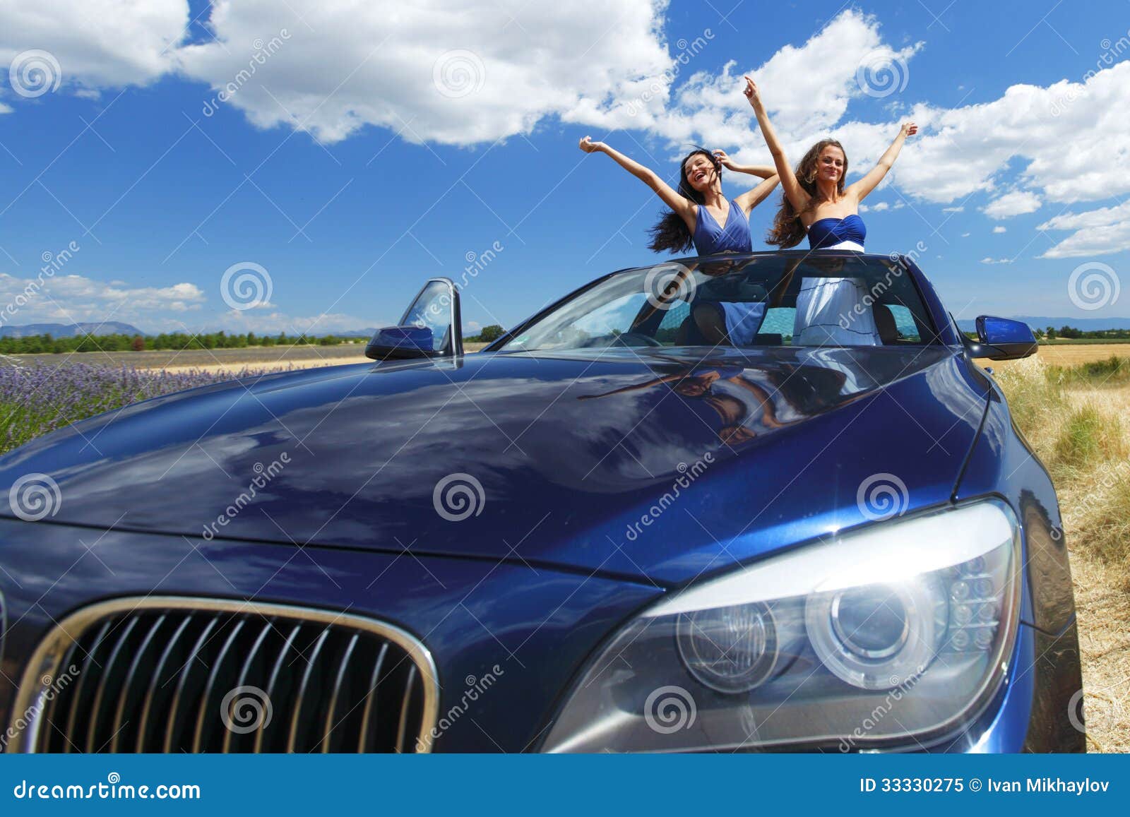 Women dance in car stock image. Image of style, friends 33330275
