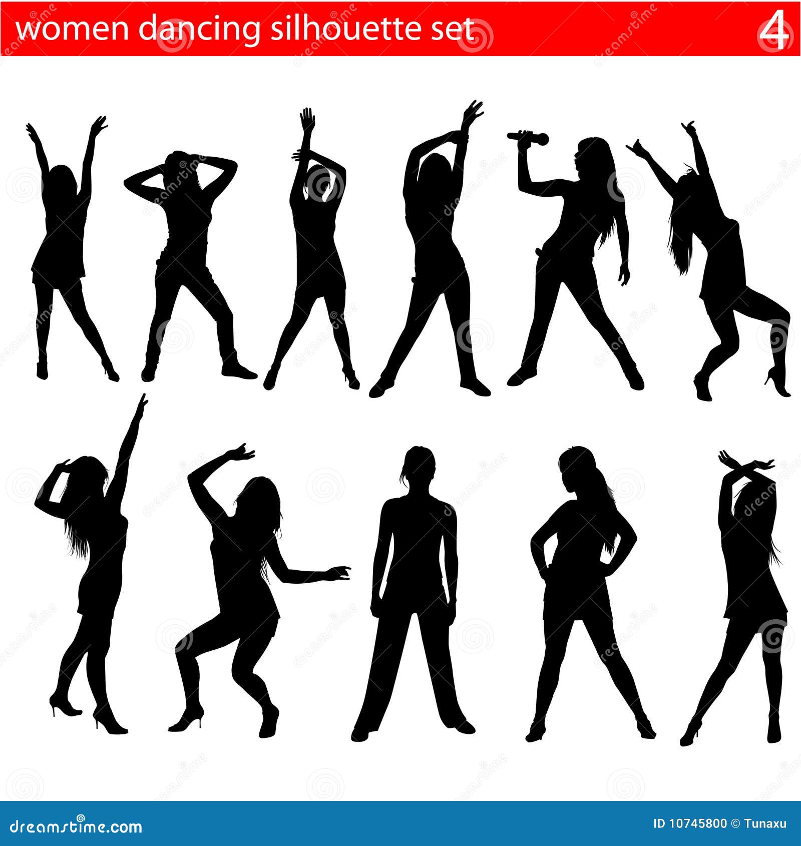 Women Dancing Silhouette Set Stock Vector Illustration of celebration