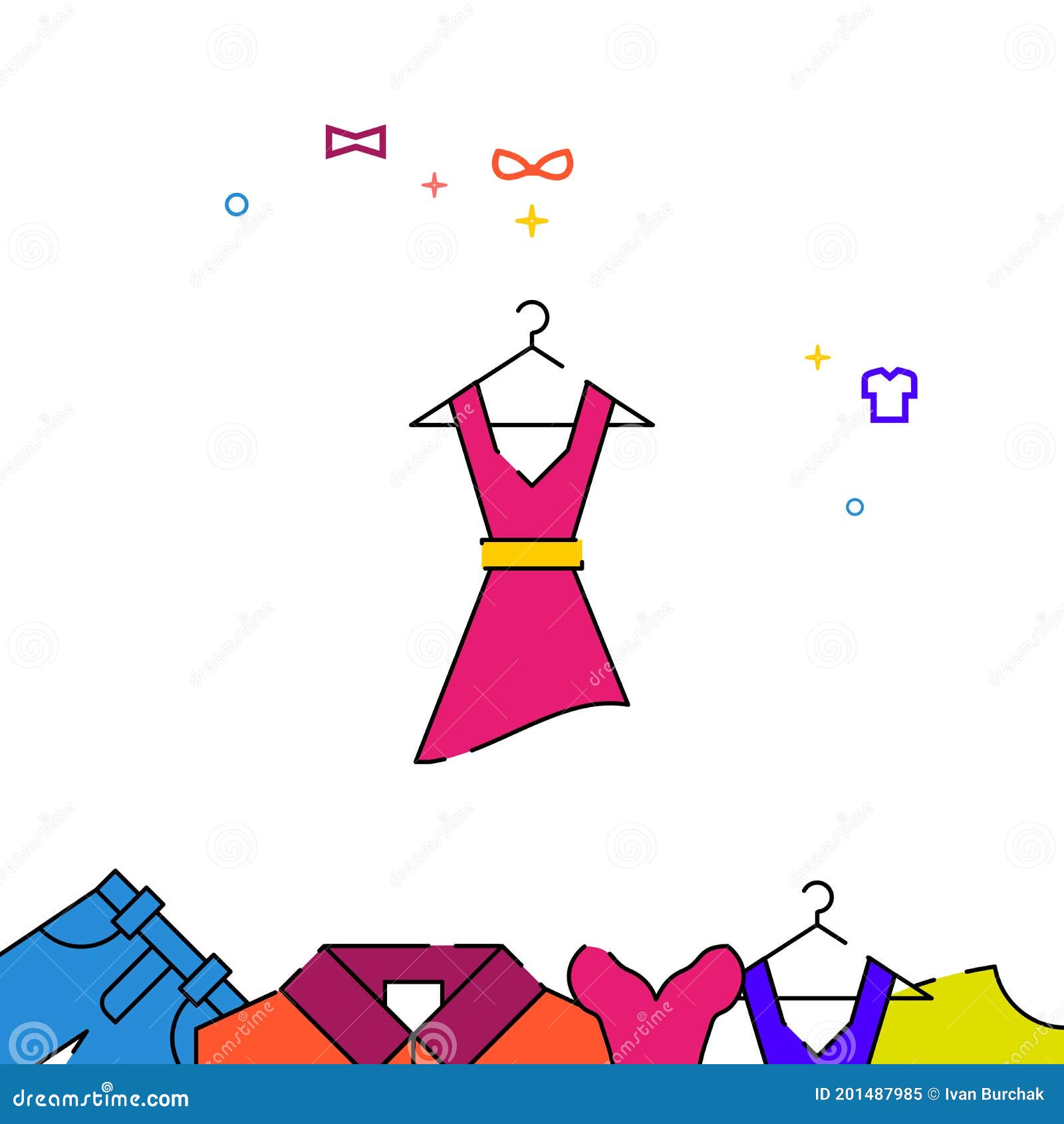 Women Dress with a Belt Filled Line Icon, Garments Simple Illustration ...