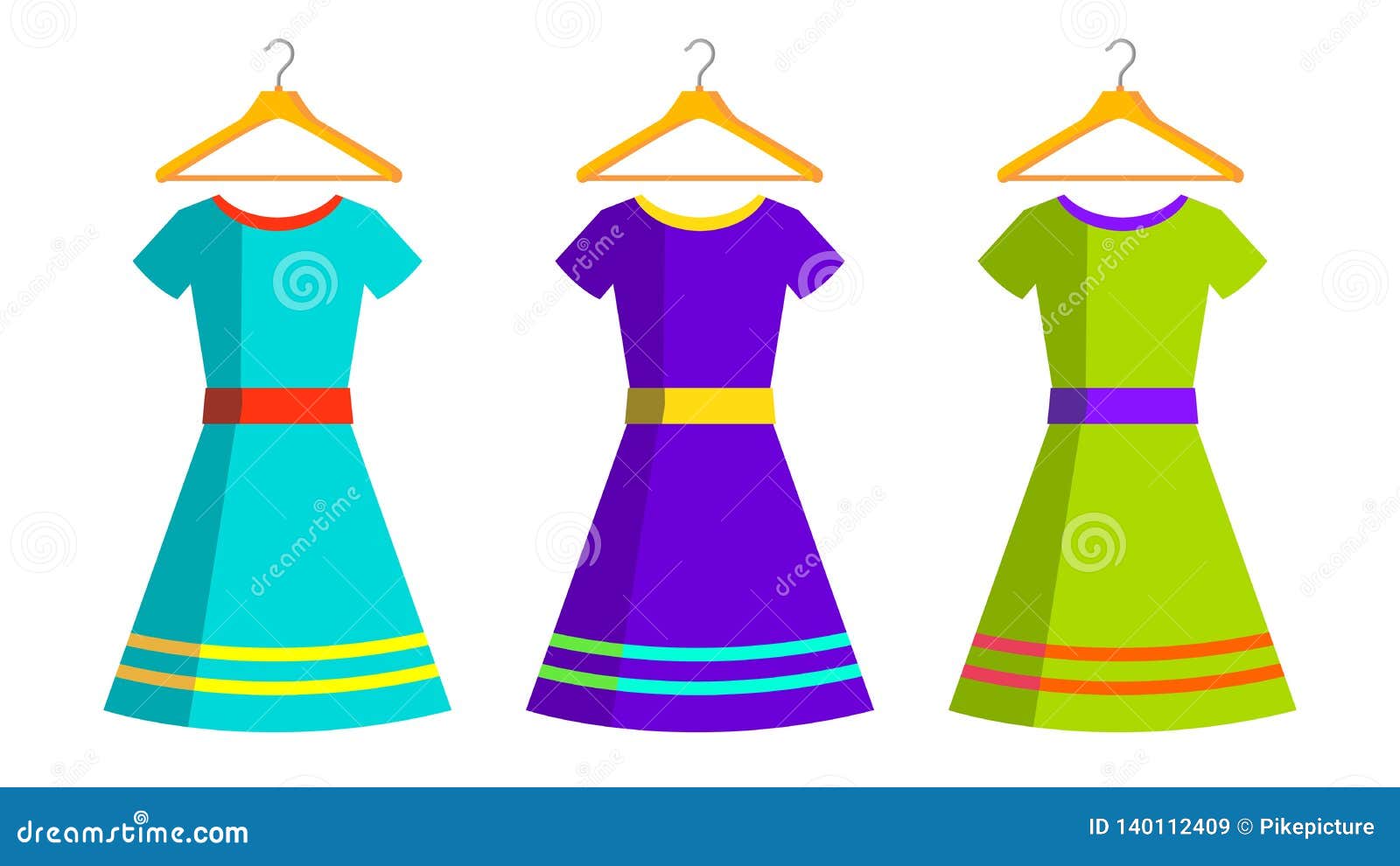 Women Dresses and Hanger Vector. Isolated Flat Cartoon Illustration ...