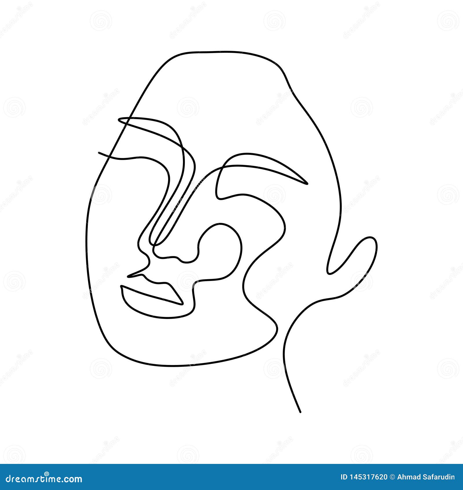 Women Face Abstract Continuous Line Art Drawing Vector