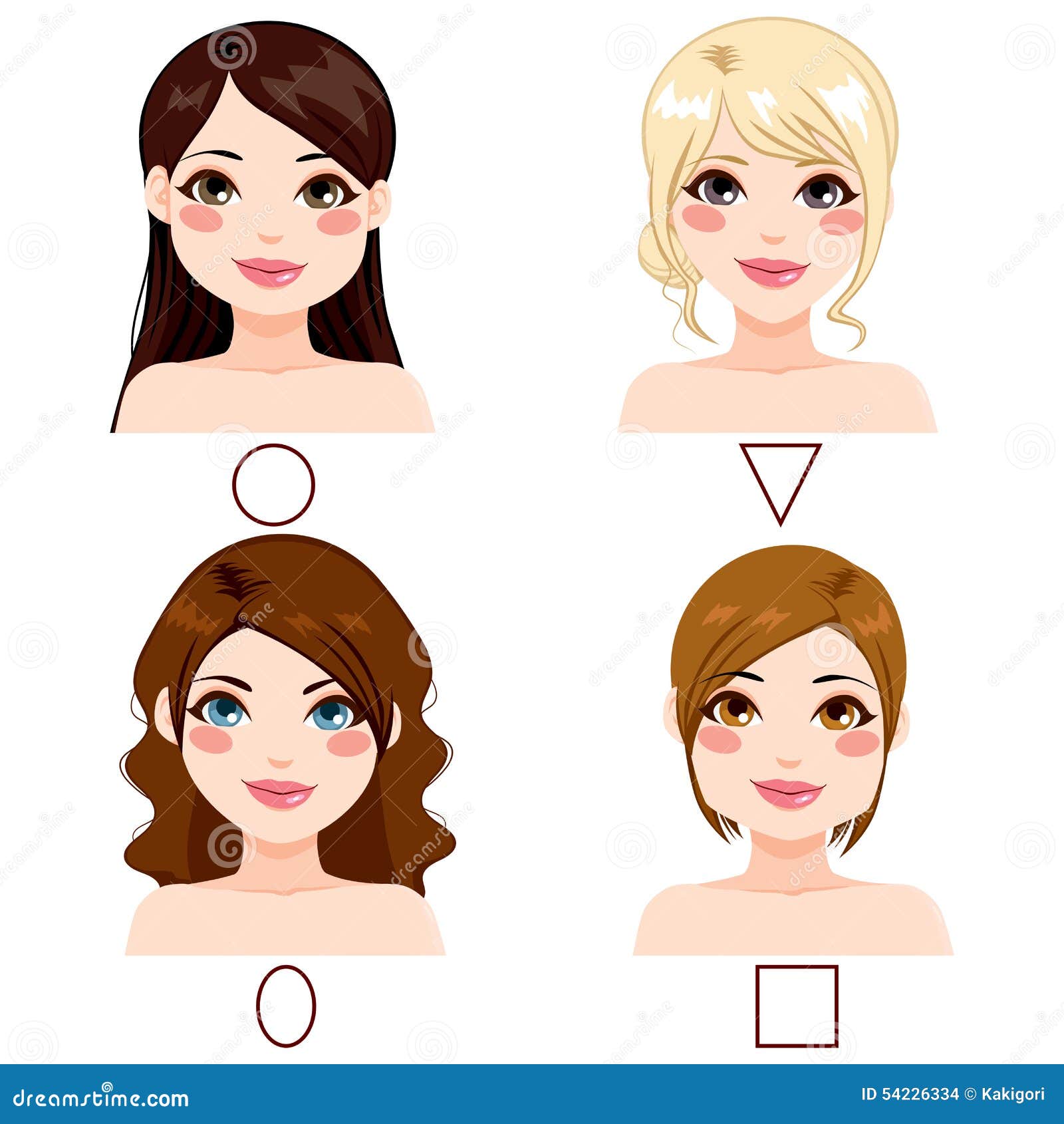 Women Face Shape Types stock vector. Illustration of diamond - 54226334