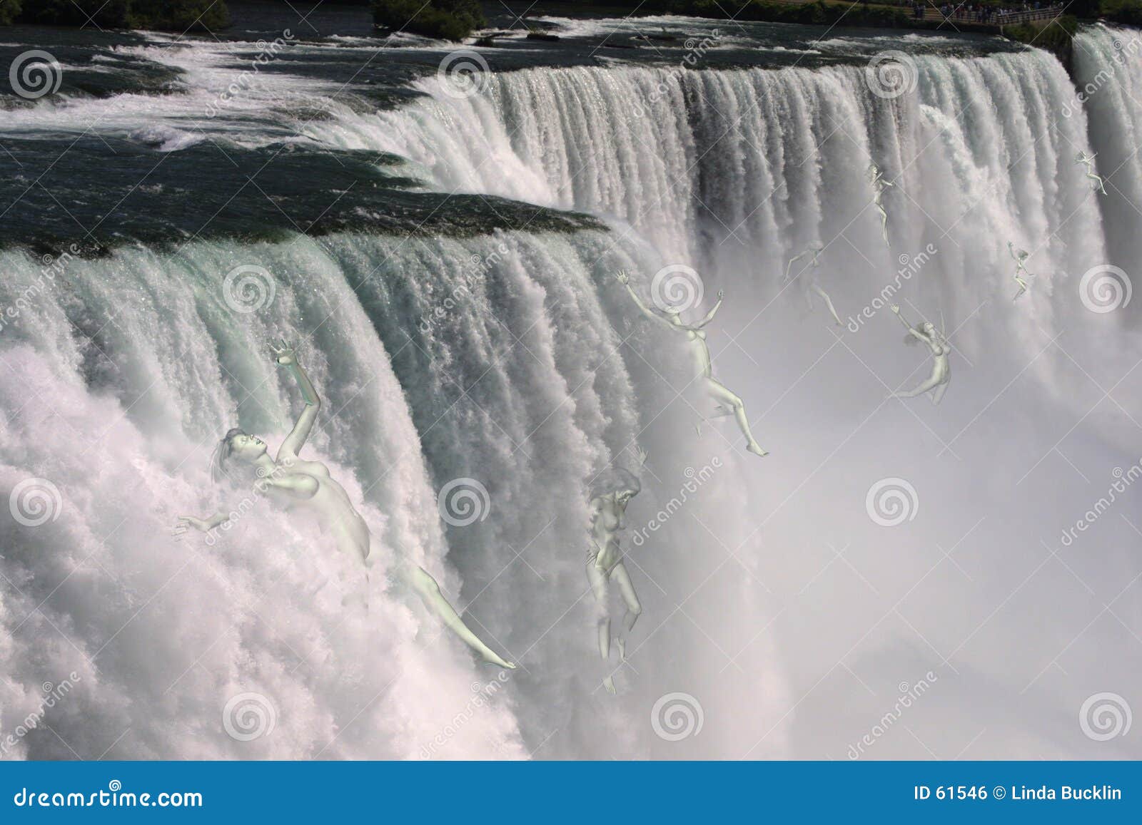 Women Falling Over Niagara Falls Stock Illustration Illustration of