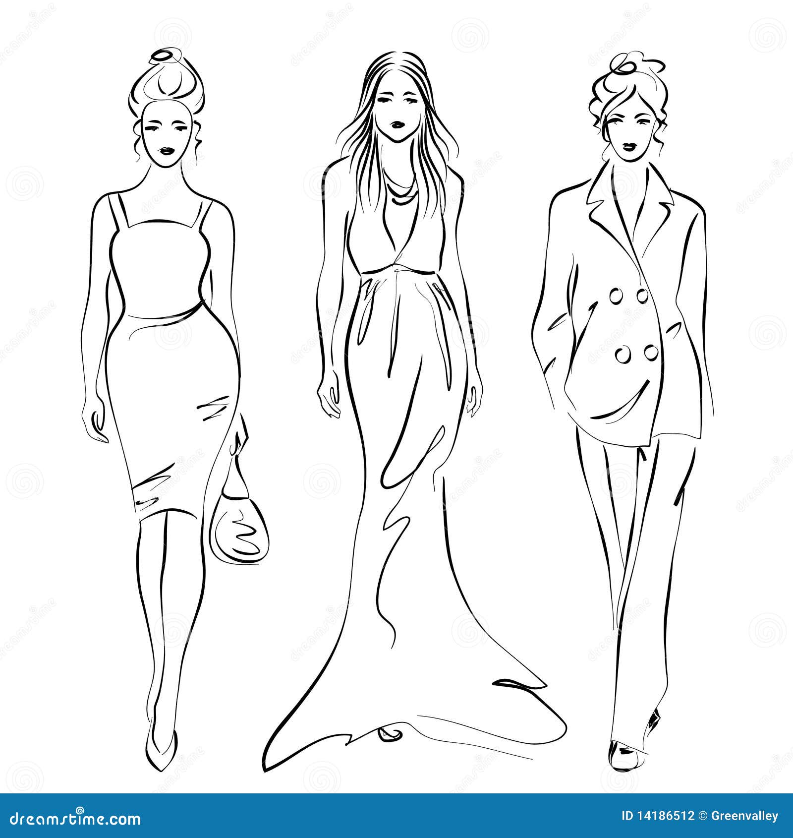 Vector stock beautiful woman vector Sketch fashionable