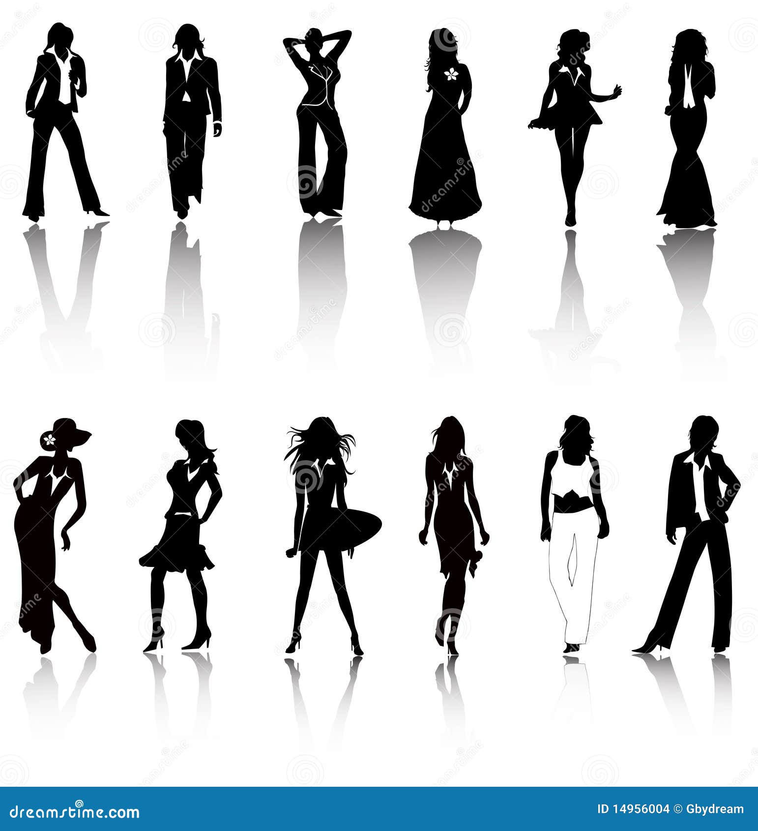 Women Fashion Silhouettes Vector Stock Vector Illustration of outline
