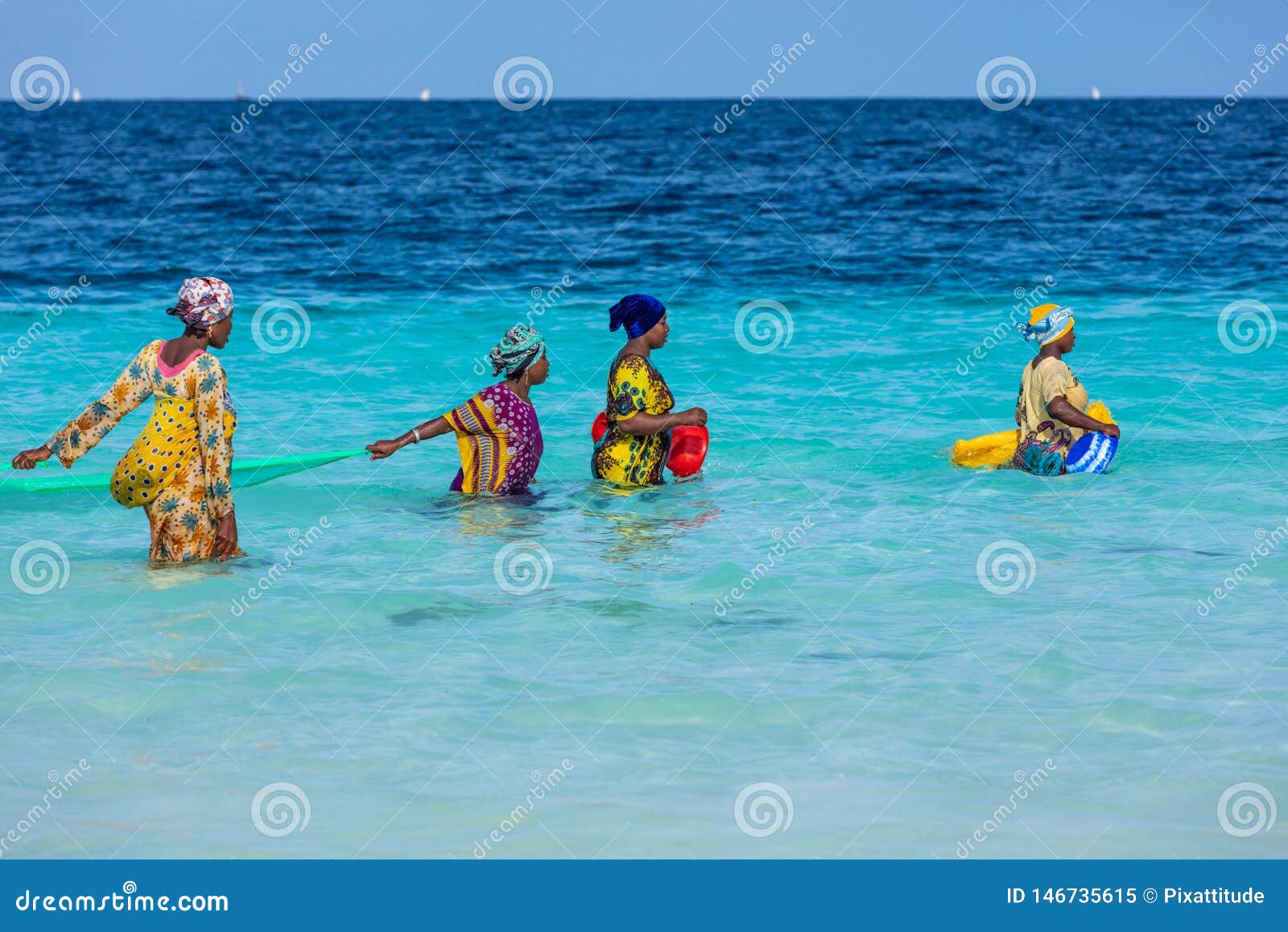 Women Fishing Kendwa Beach Unguja Zanzibar Island Tanzania East Africa
Editorial Image - Image