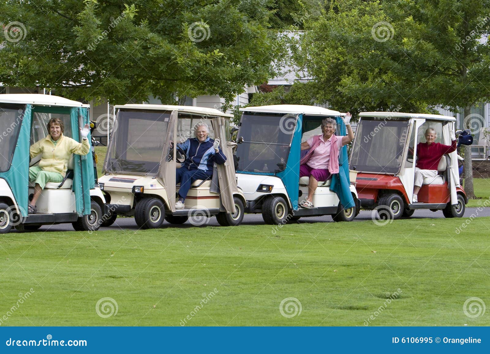 Women in Golf Carts stock image. Image of playground, cheerful 6106995