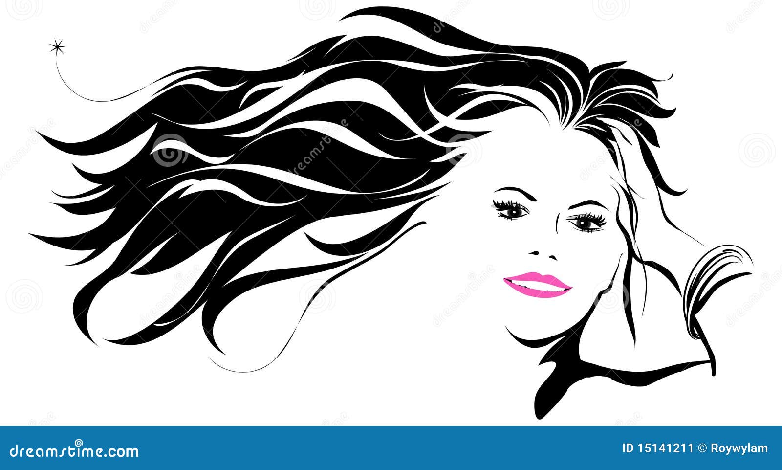 Women with Hair Blowing in the Wind Stock Vector - Illustration of blowing,  hair: 15141211